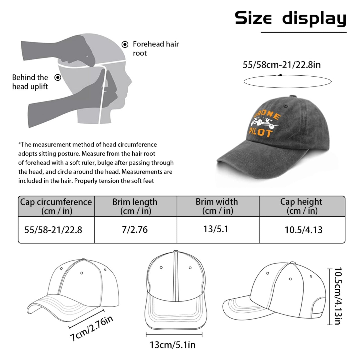 Women's Pilot Baseball Cap Pigment Black for Her