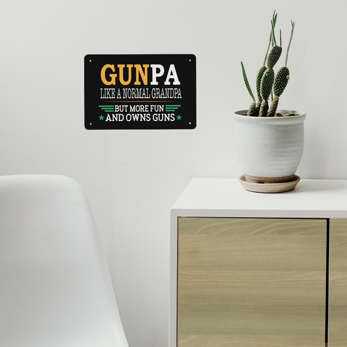 Gunpa Gun Grandpa Funny Novelty Tin Sign Metal Wall Decor For 40 * 30cm