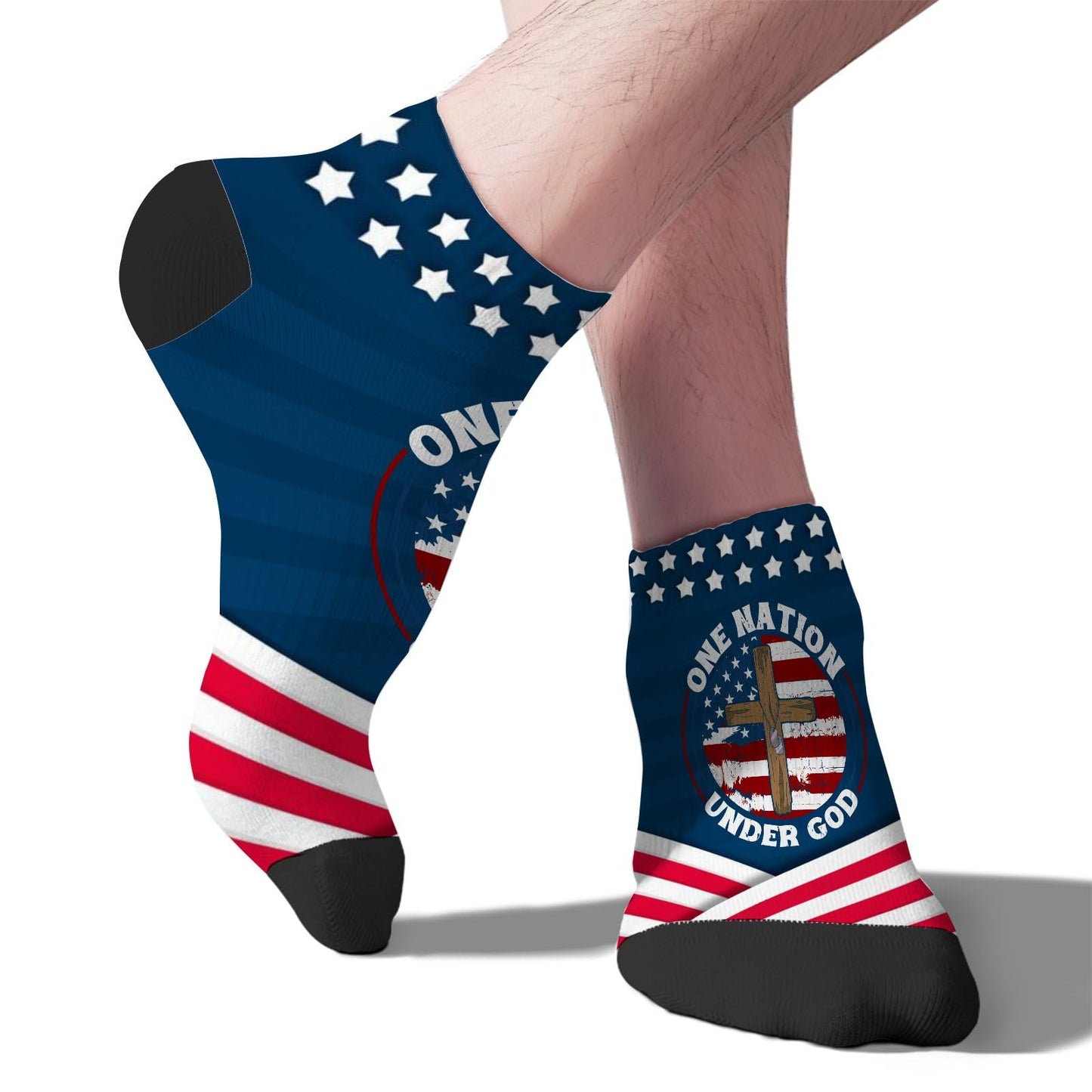 One Nation Under God Women's Ankle Socks - Invisible, Patriotic Design