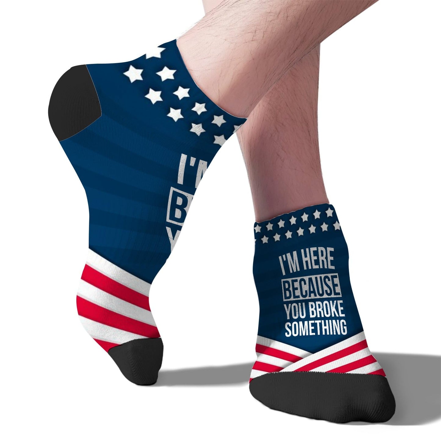 I'm Here Because You Broke Something Funny Mechanic Athletic Socks Men Cotton For Womens Socks