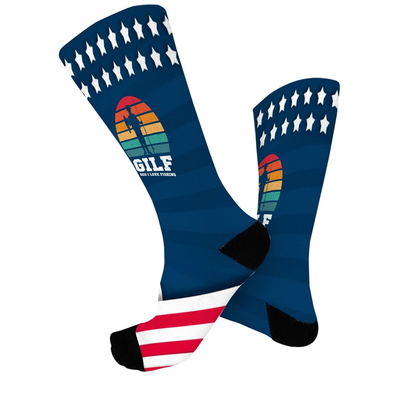 GILF GOD I LOVE Fishing Funny Angling Pun Mens Cotton Socks