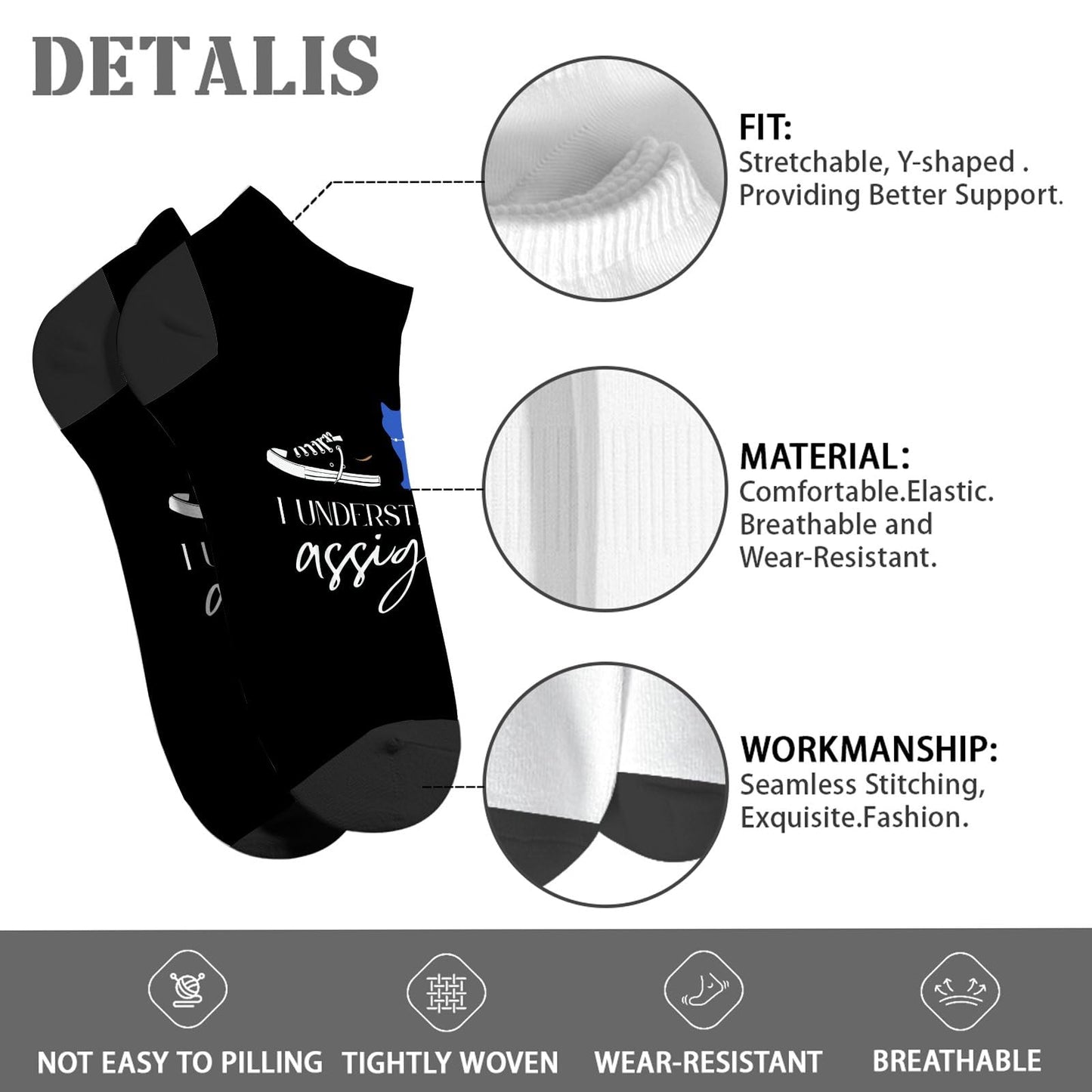 I Understand The Assignment Boys Ankle Socks Dress Women's Socks