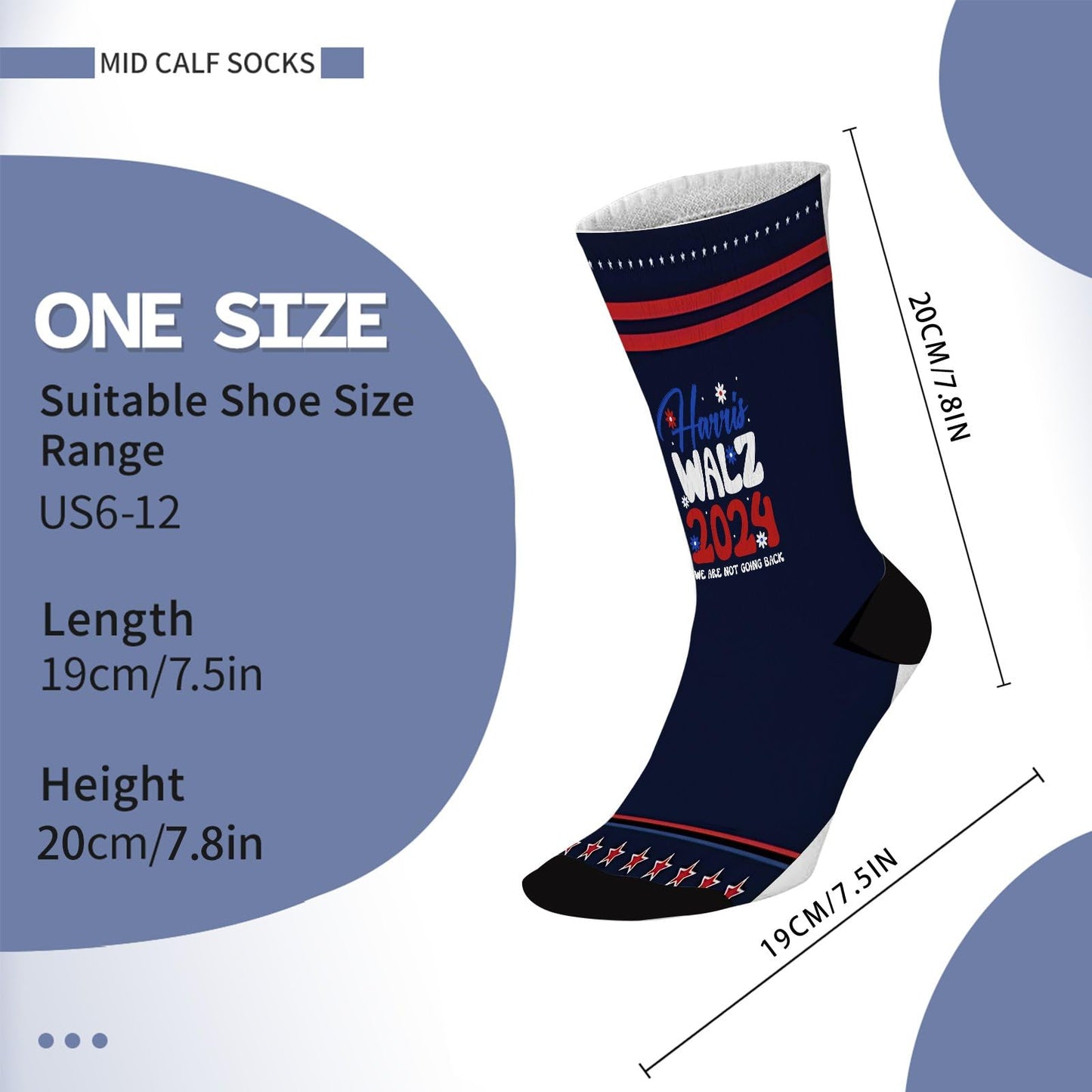 Patriotic Novelty Half Calf Socks - Colorful Crazy Design