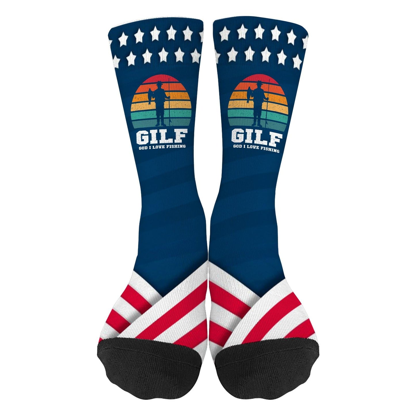 GILF GOD I LOVE Fishing Funny Angling Pun Mens Cotton Socks