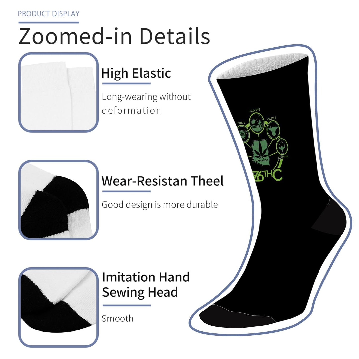 THC Marijuana Mens Boot Socks