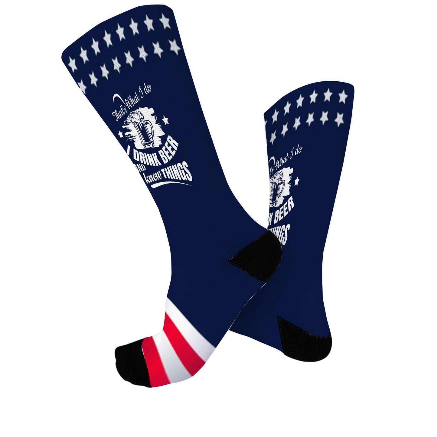 That's What I Do I Drink Beer and I Know Things Socks for Men Half Calf Sock Colorful Fancy Crazy Design socks Unisex Novelty Gifts for Dad