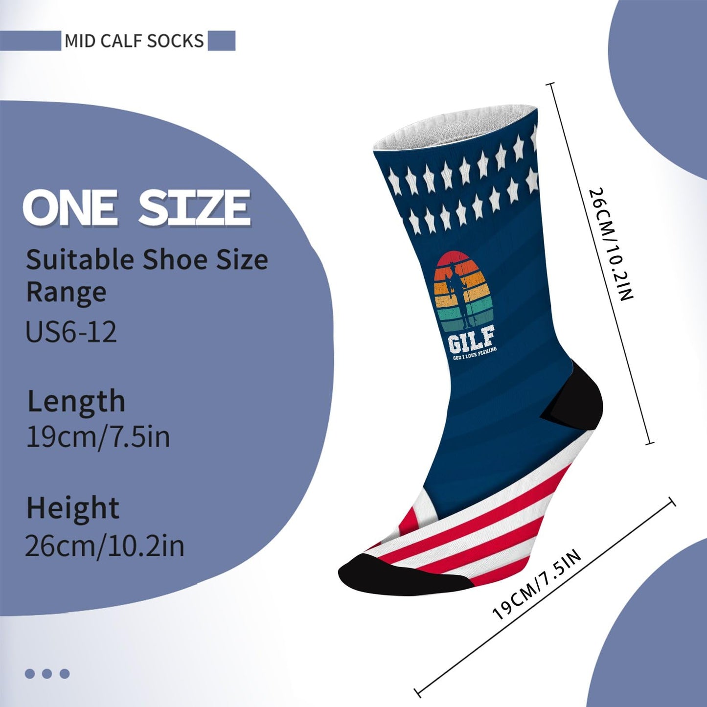 GILF GOD I LOVE Fishing Funny Angling Pun Mens Cotton Socks