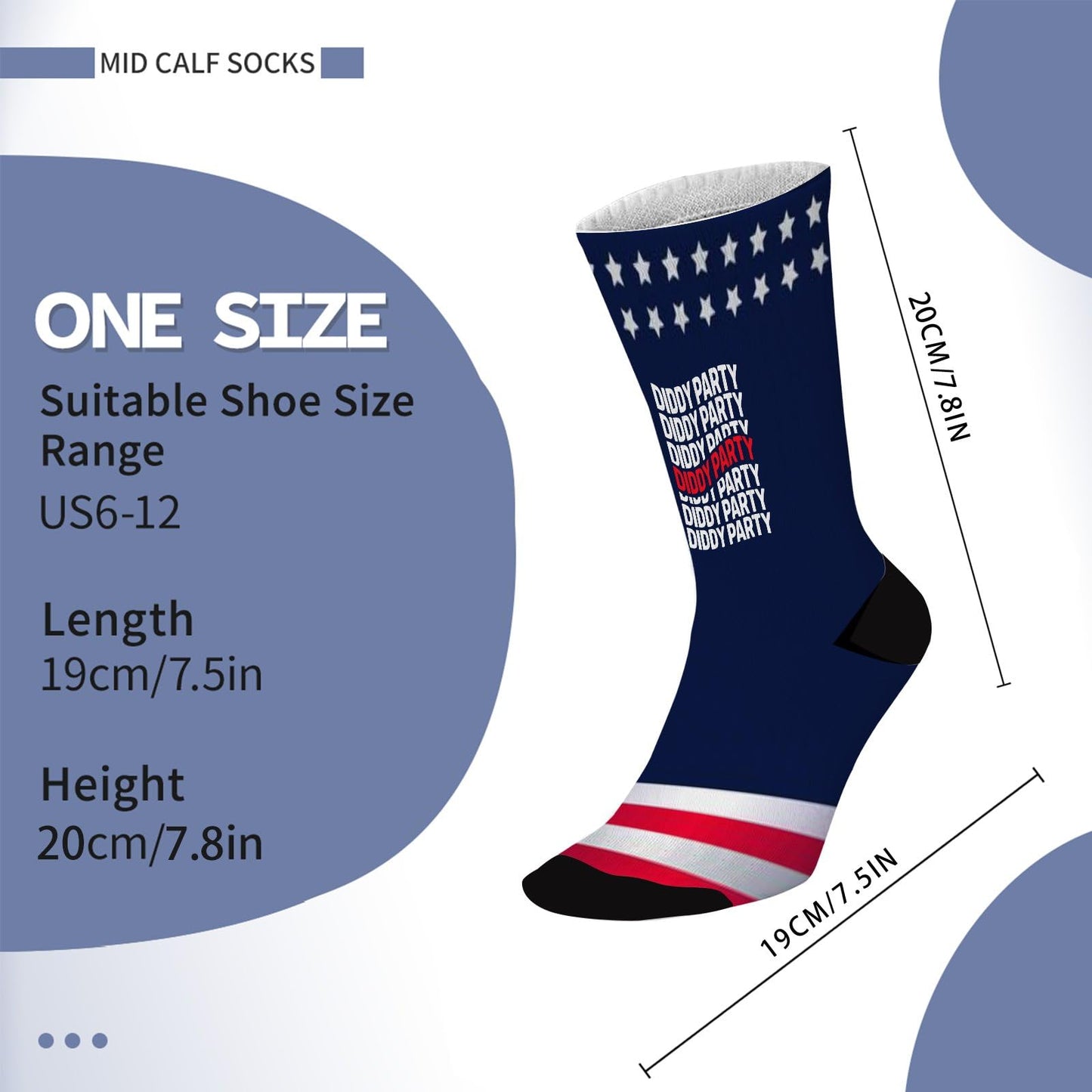 Diddy's Party Funny Half Calf Socks - Colorful Unisex Gift