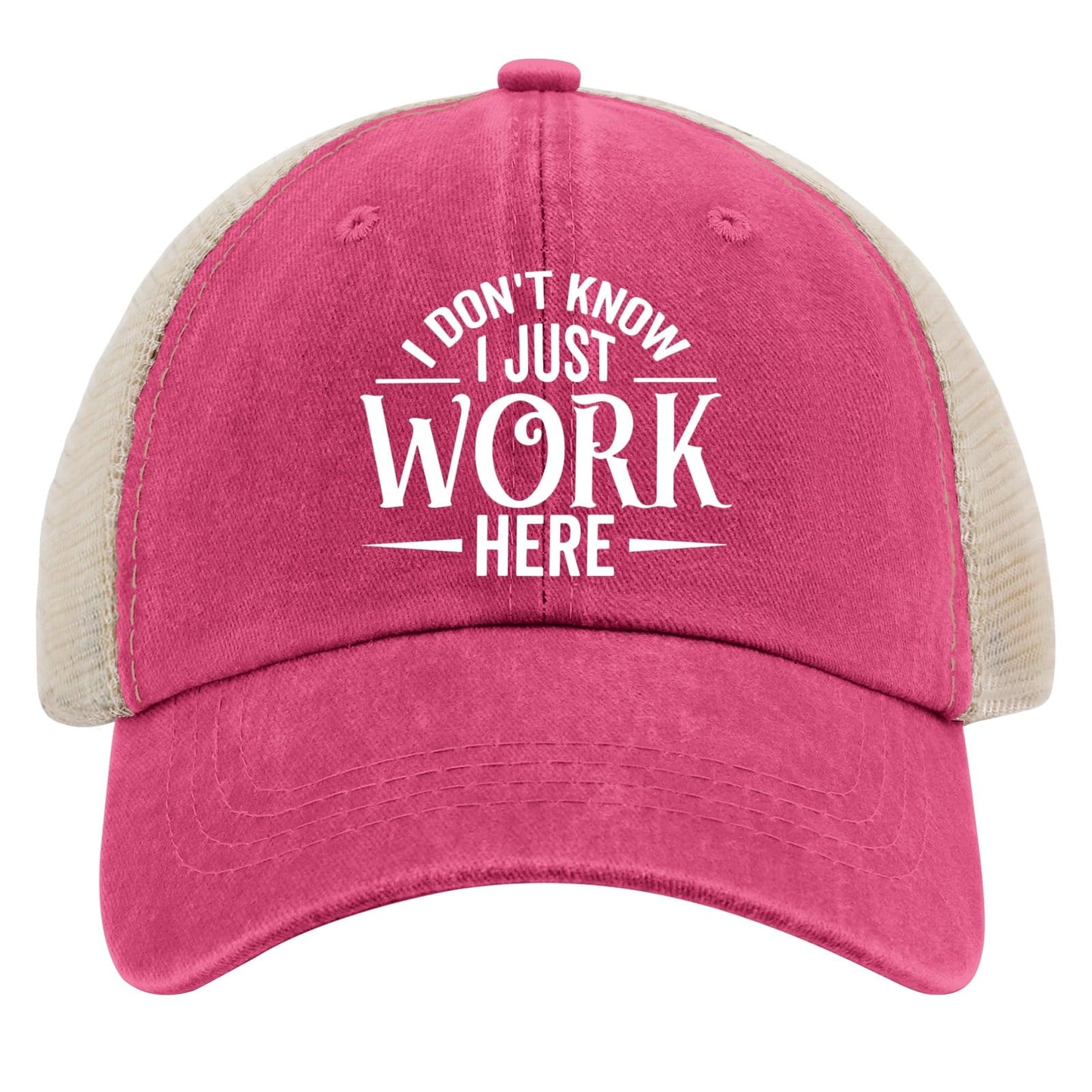 Generic I Don't Know I Just Work Here Baseball Cap Cute Hat AllBlack Womens Trucker Hat Gifts for Girlfriends Outdoor Cap