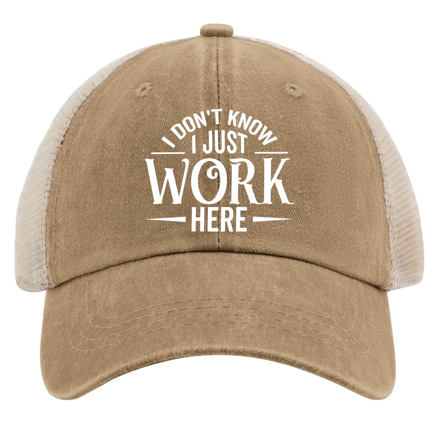 Generic I Don't Know I Just Work Here Baseball Cap Cute Hat AllBlack Womens Trucker Hat Gifts for Girlfriends Outdoor Cap