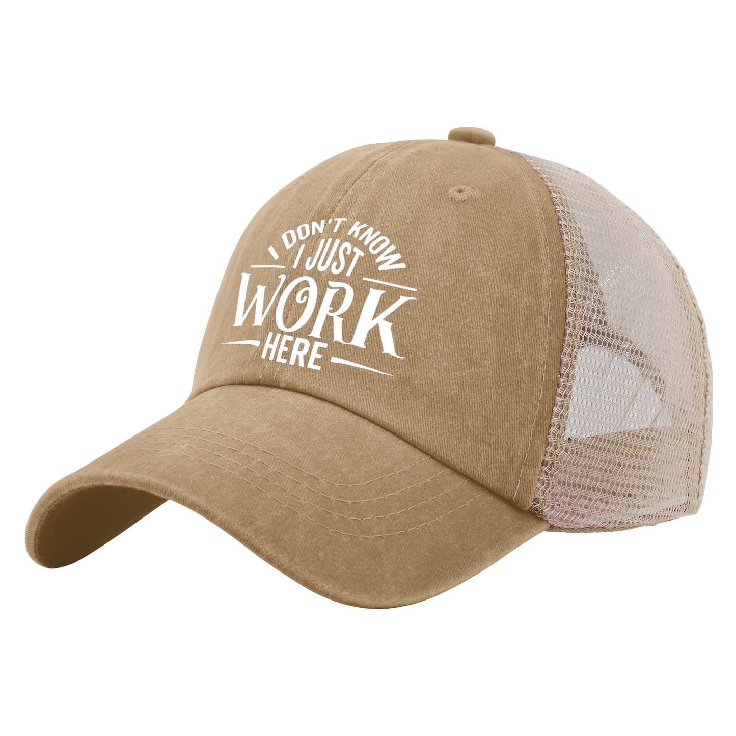 Generic I Don't Know I Just Work Here Baseball Cap Cute Hat AllBlack Womens Trucker Hat Gifts for Girlfriends Outdoor Cap