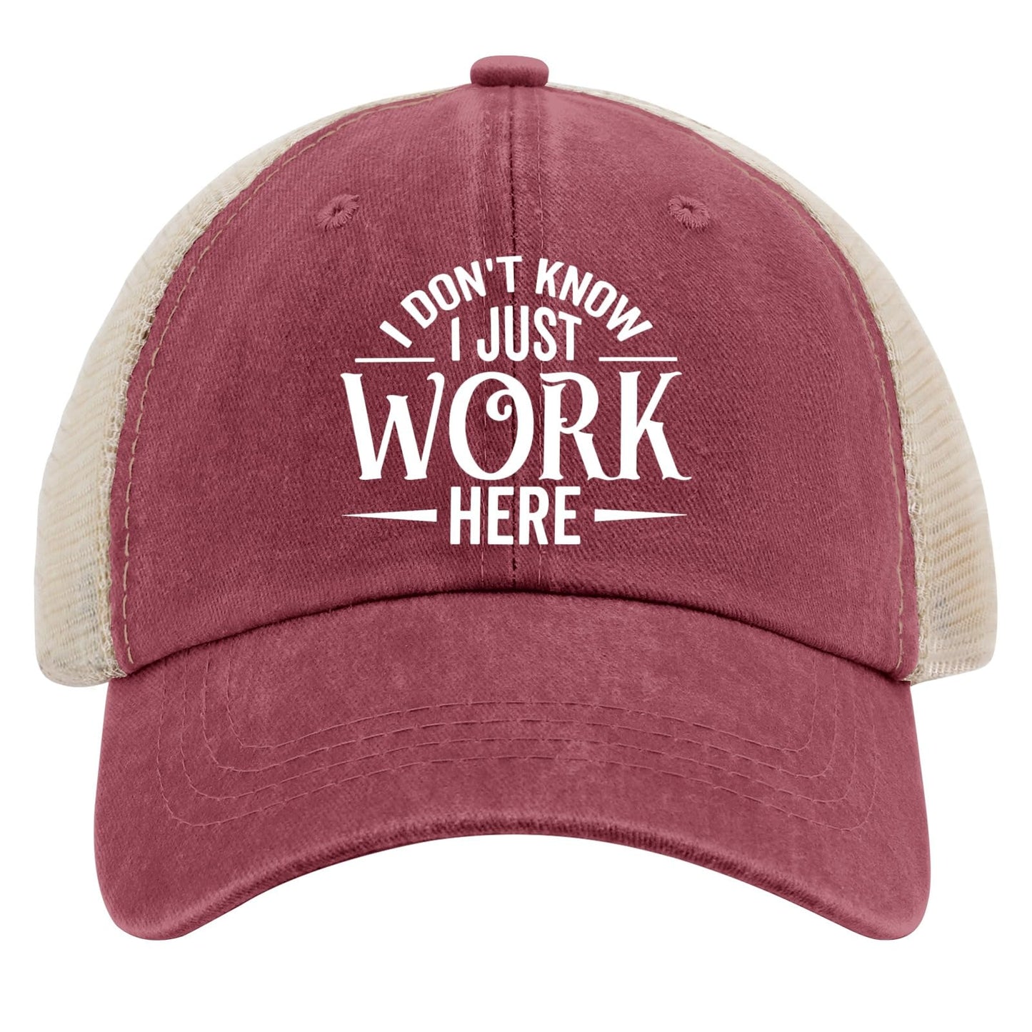 Generic I Don't Know I Just Work Here Baseball Cap Cute Hat AllBlack Womens Trucker Hat Gifts for Girlfriends Outdoor Cap