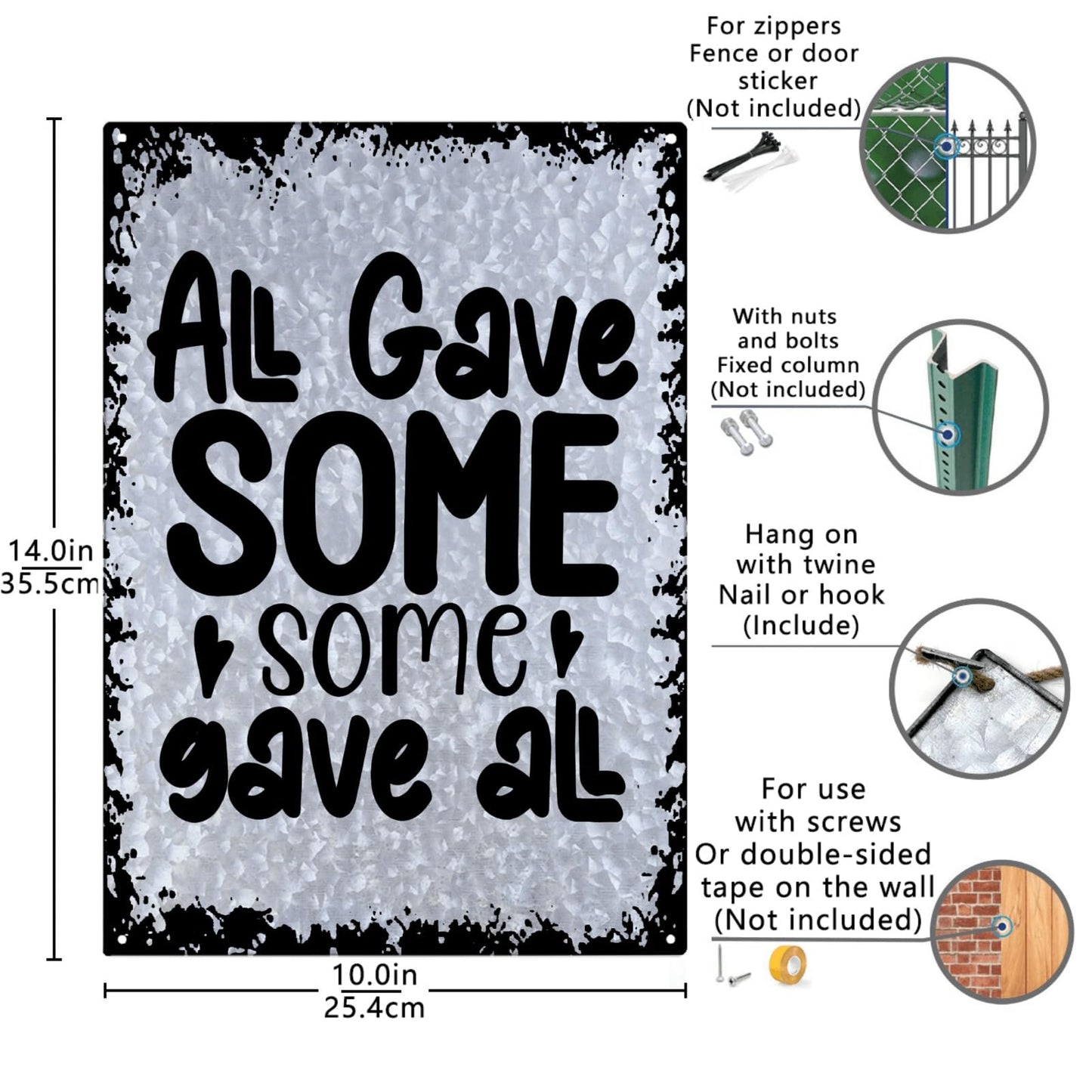 All Gave Some Some Gave All Galvanized Bar Sign Farmhouse Decor For Yard One Size