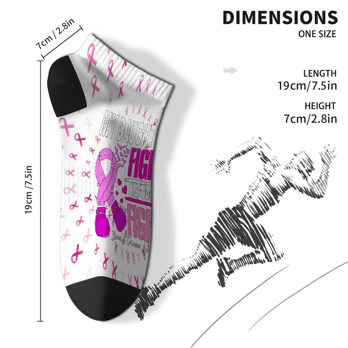 My God Is Stronger Than Breast Cancer Awareness Christian Ankle Socks For Women Invisible Women's Socks