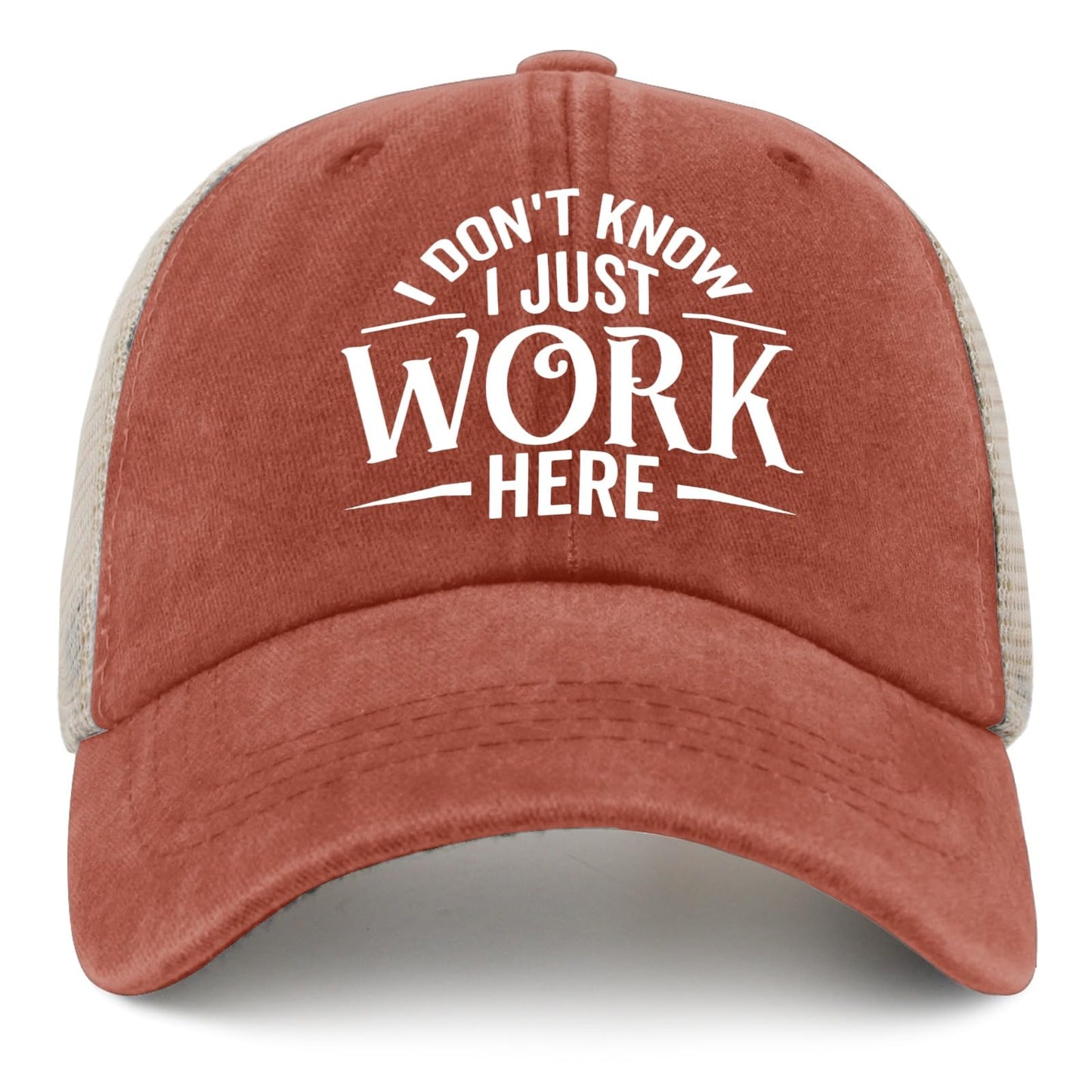 Generic I Don't Know I Just Work Here Baseball Cap Cute Hat AllBlack Womens Trucker Hat Gifts for Girlfriends Outdoor Cap