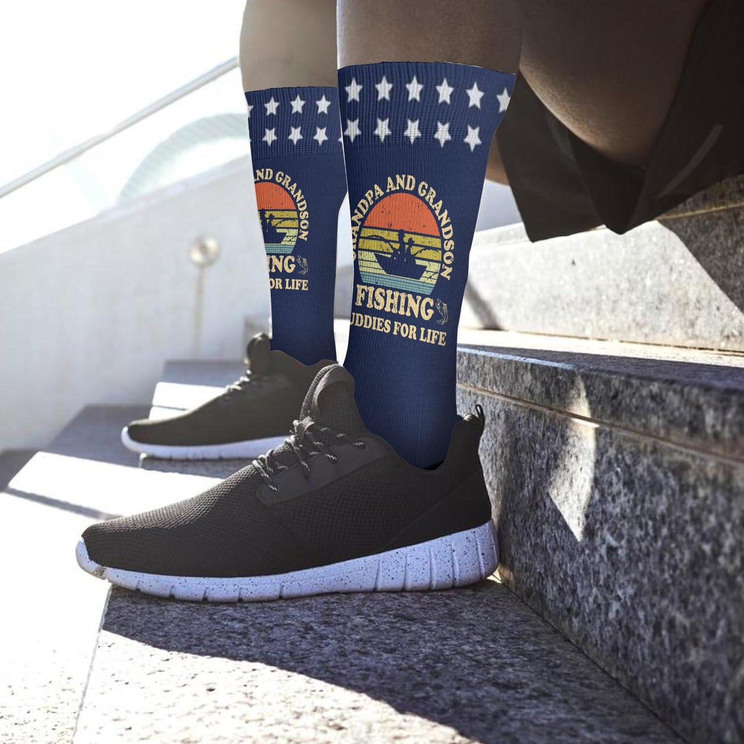 Colorful Fishing Design Half Calf Socks for Women