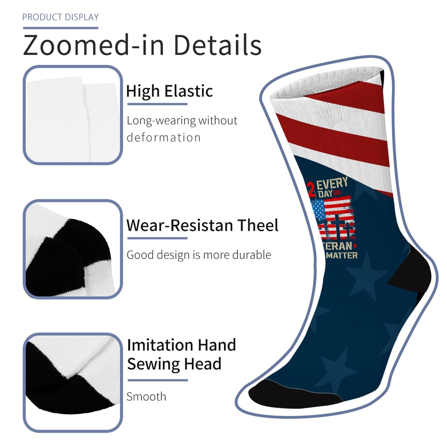 22 Every Day Veteran Lives Matter Men's Dress Socks