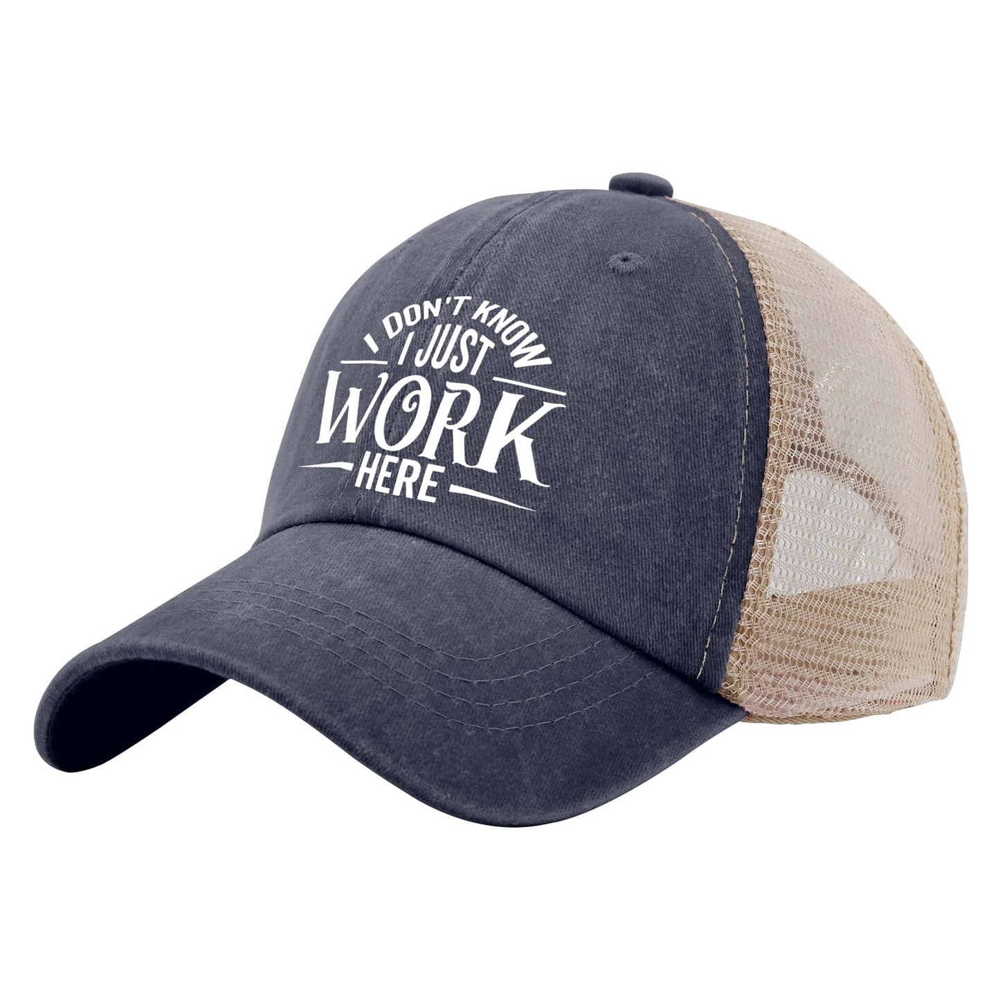 Generic I Don't Know I Just Work Here Baseball Cap Cute Hat AllBlack Womens Trucker Hat Gifts for Girlfriends Outdoor Cap