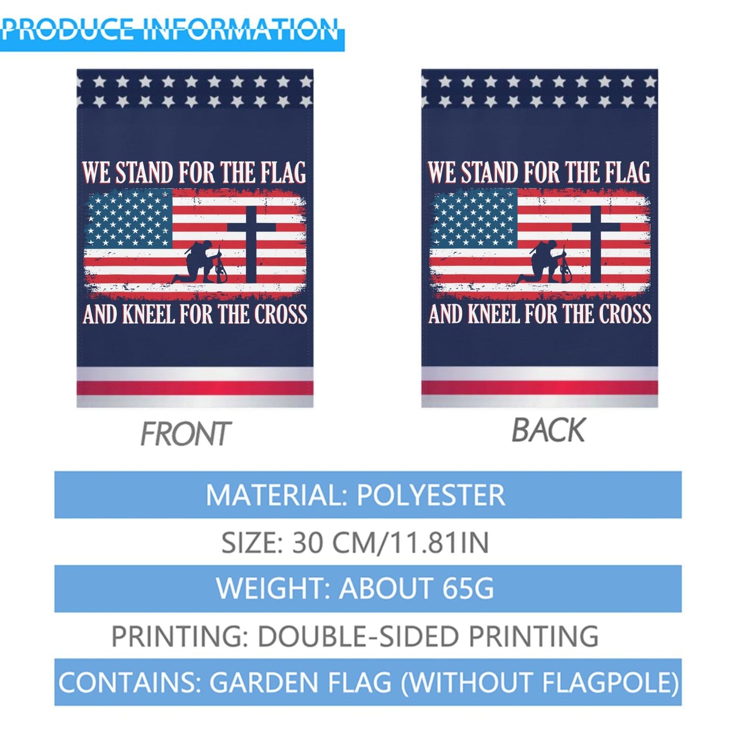 Stand For The Flag And Kneel For The Cross Yard Flag - Double Sided Outdoor Decor
