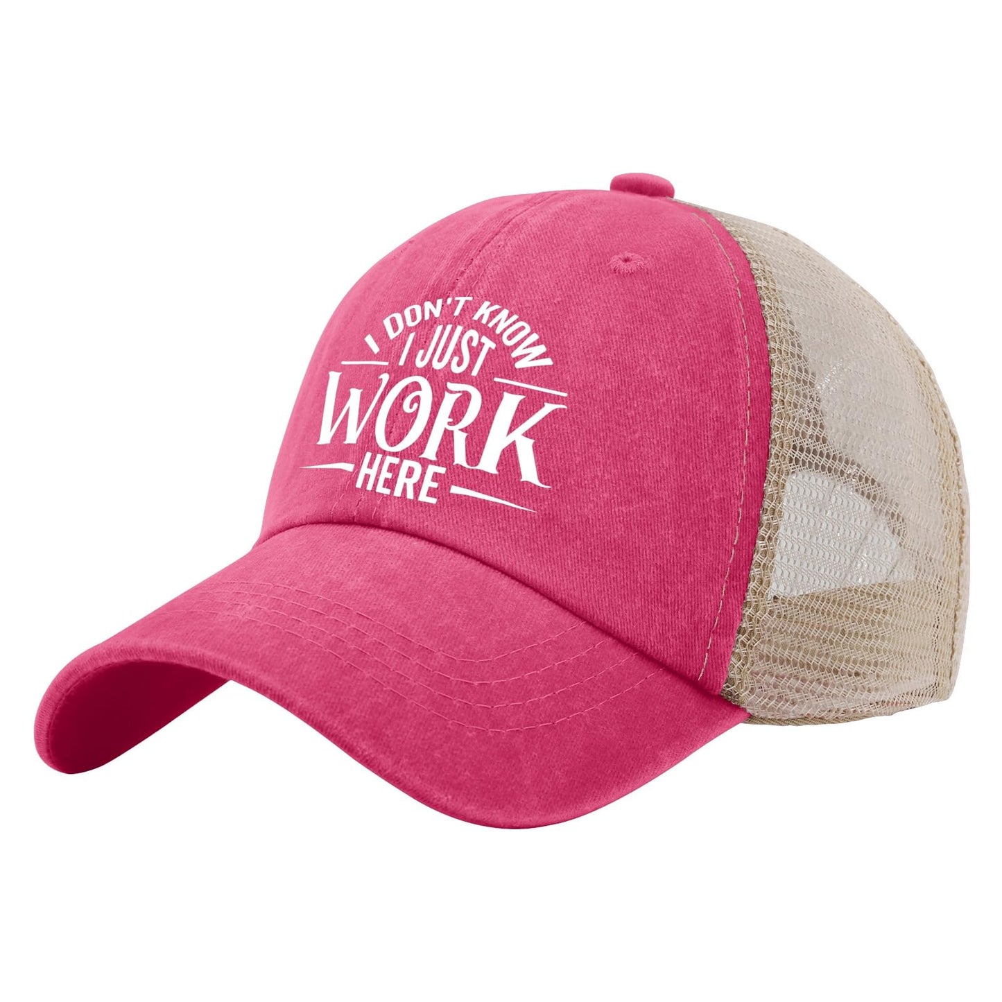 Generic I Don't Know I Just Work Here Baseball Cap Cute Hat AllBlack Womens Trucker Hat Gifts for Girlfriends Outdoor Cap