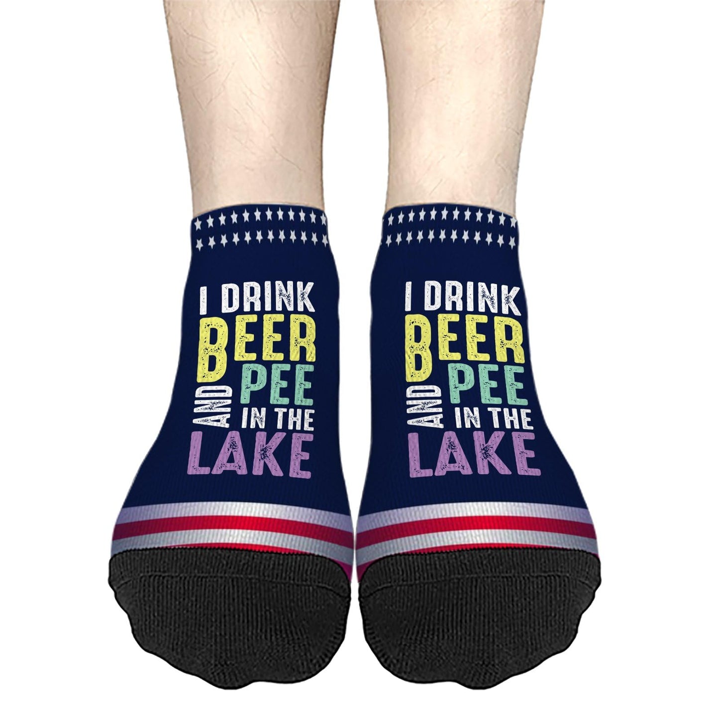I Pee In The Lake Funny Vacation Partys Mens Crew Socks Crew Sock Women