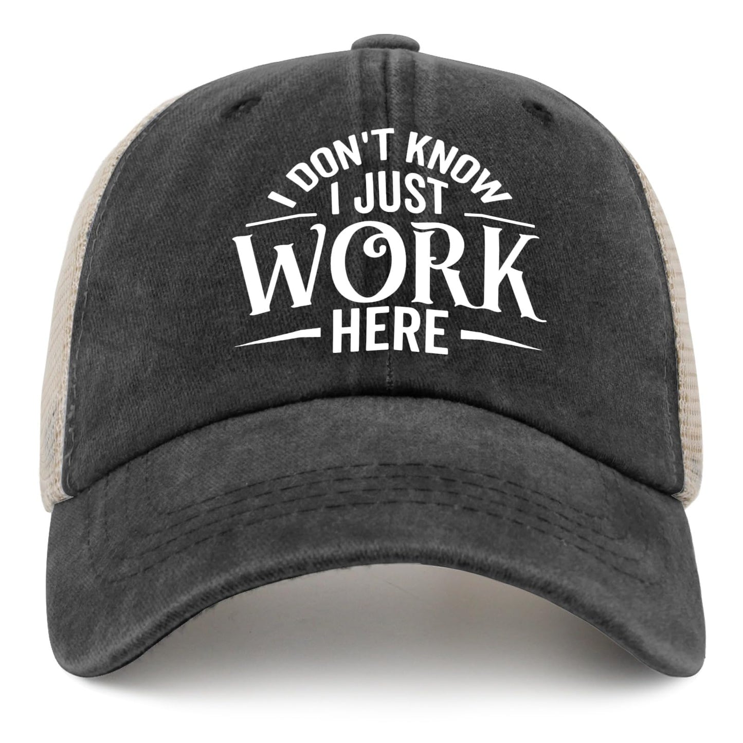 Generic I Don't Know I Just Work Here Baseball Cap Cute Hat AllBlack Womens Trucker Hat Gifts for Girlfriends Outdoor Cap