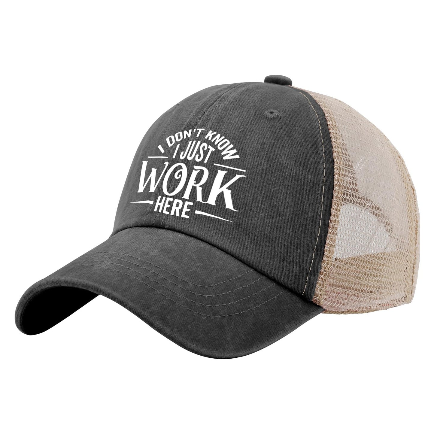 Generic I Don't Know I Just Work Here Baseball Cap Cute Hat AllBlack Womens Trucker Hat Gifts for Girlfriends Outdoor Cap