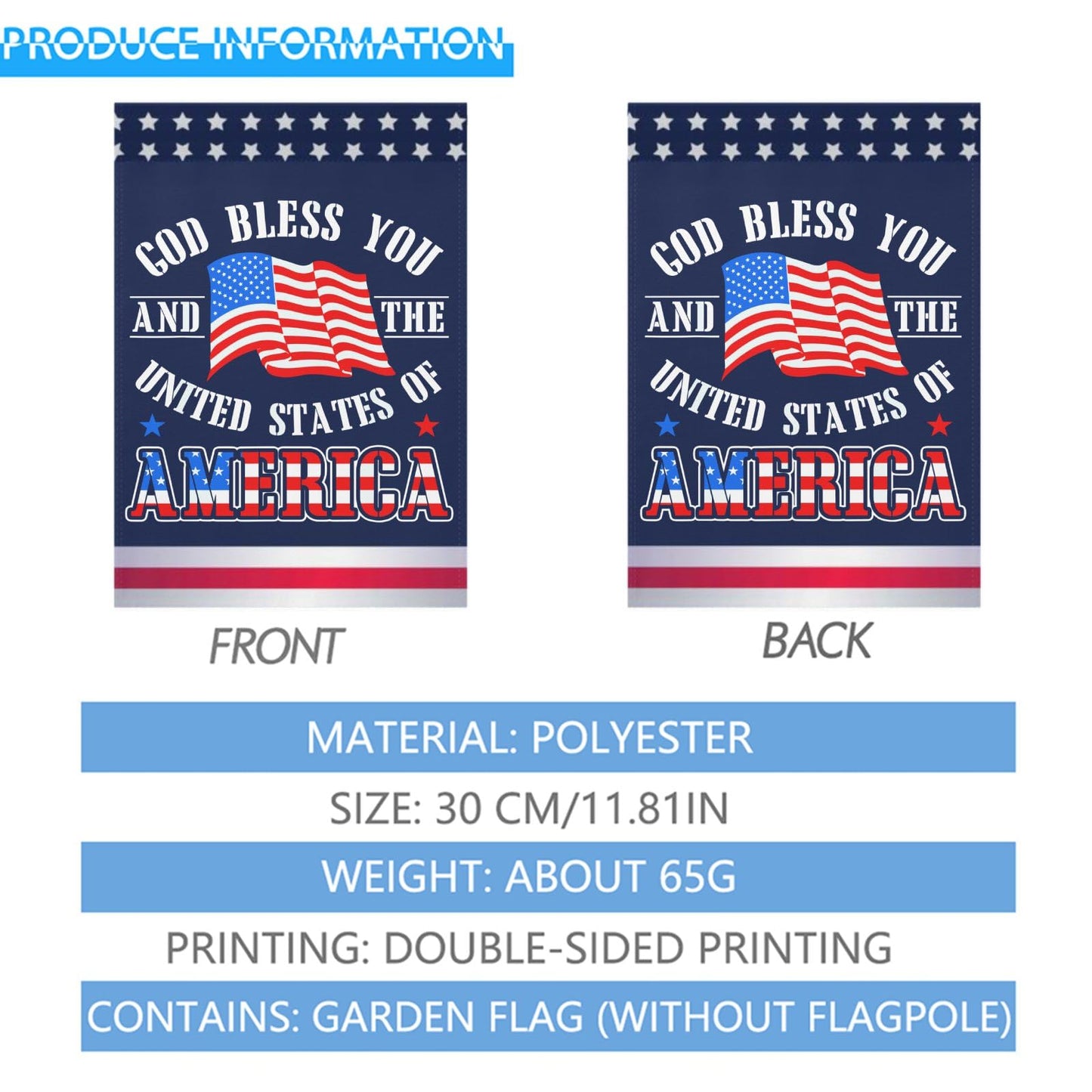 God Bless You And The United States Of America Garden Flag One Size Double Sided Art Funny Garden Flags Double Sided Yard Funny Garden Flag