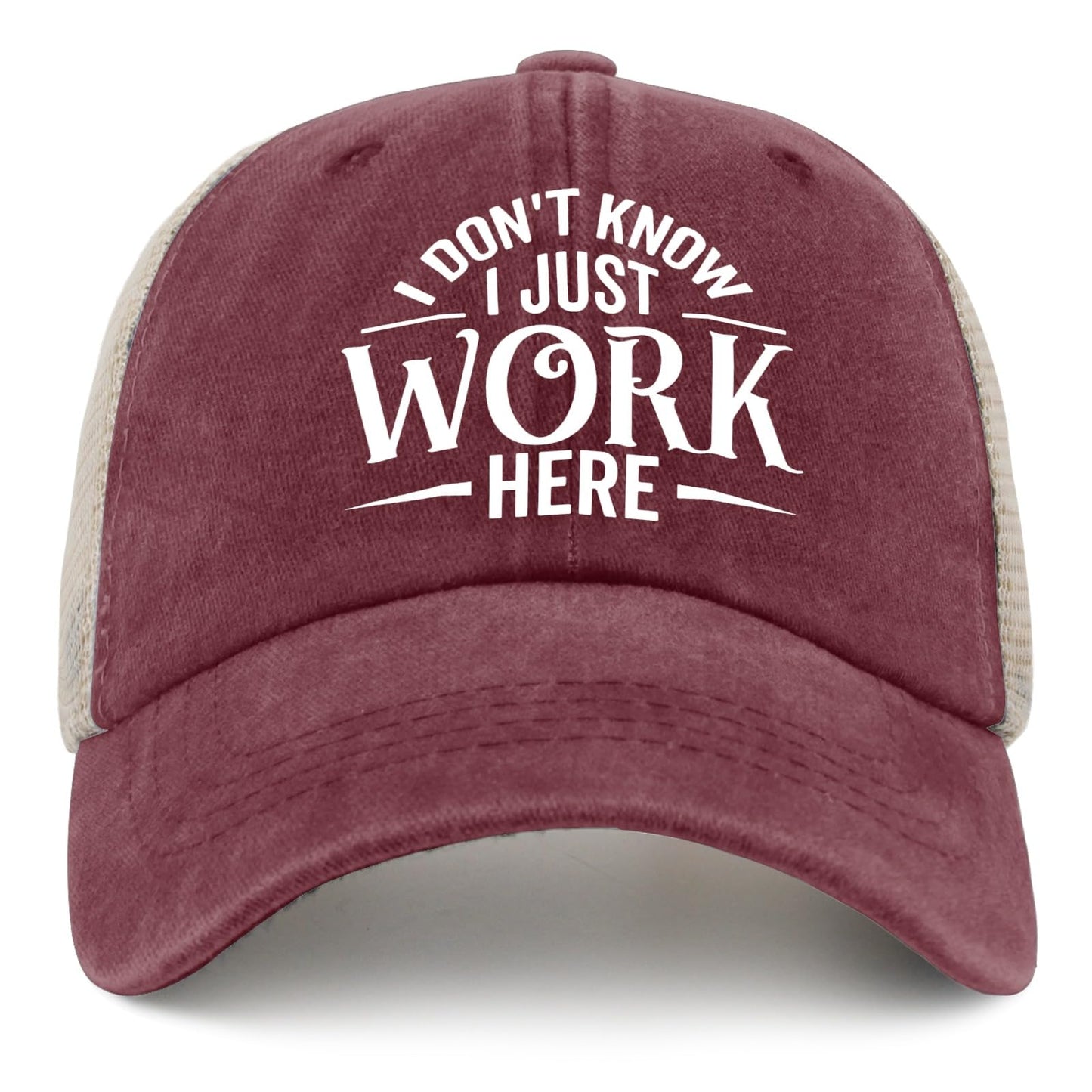Generic I Don't Know I Just Work Here Baseball Cap Cute Hat AllBlack Womens Trucker Hat Gifts for Girlfriends Outdoor Cap