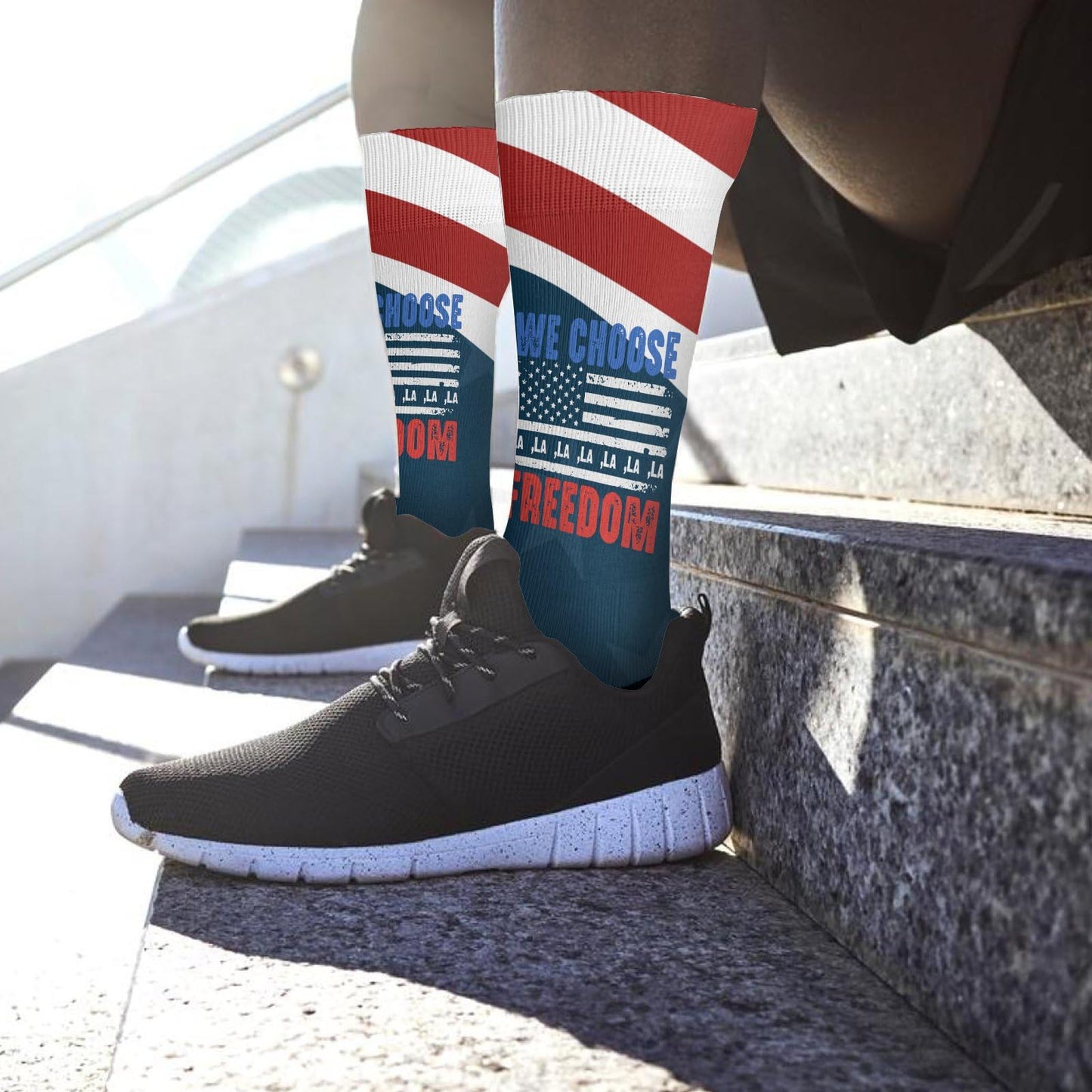we choose freedom Socks for Women Half Calf Sock Colorful Fancy Crazy Design socks Unisex Novelty Gifts for Dad