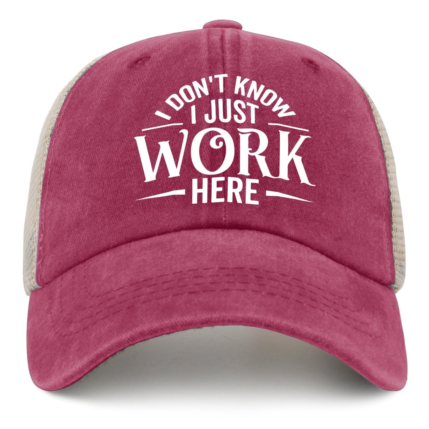 Generic I Don't Know I Just Work Here Baseball Cap Cute Hat AllBlack Womens Trucker Hat Gifts for Girlfriends Outdoor Cap