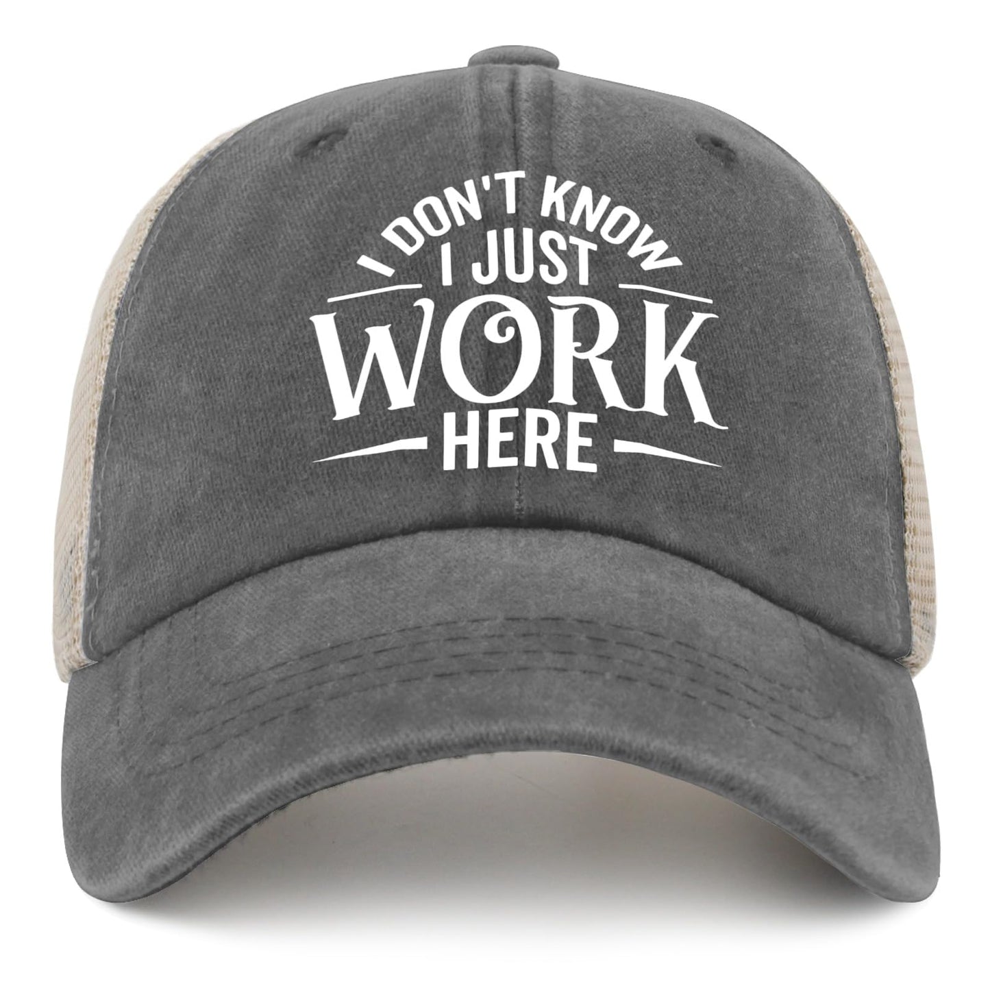 Generic I Don't Know I Just Work Here Baseball Cap Cute Hat AllBlack Womens Trucker Hat Gifts for Girlfriends Outdoor Cap