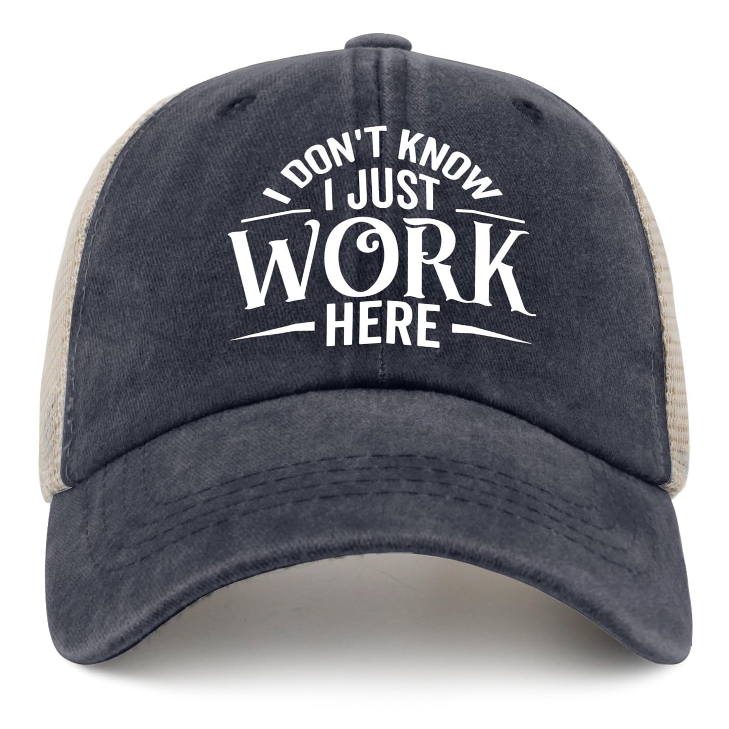 Generic I Don't Know I Just Work Here Baseball Cap Cute Hat AllBlack Womens Trucker Hat Gifts for Girlfriends Outdoor Cap