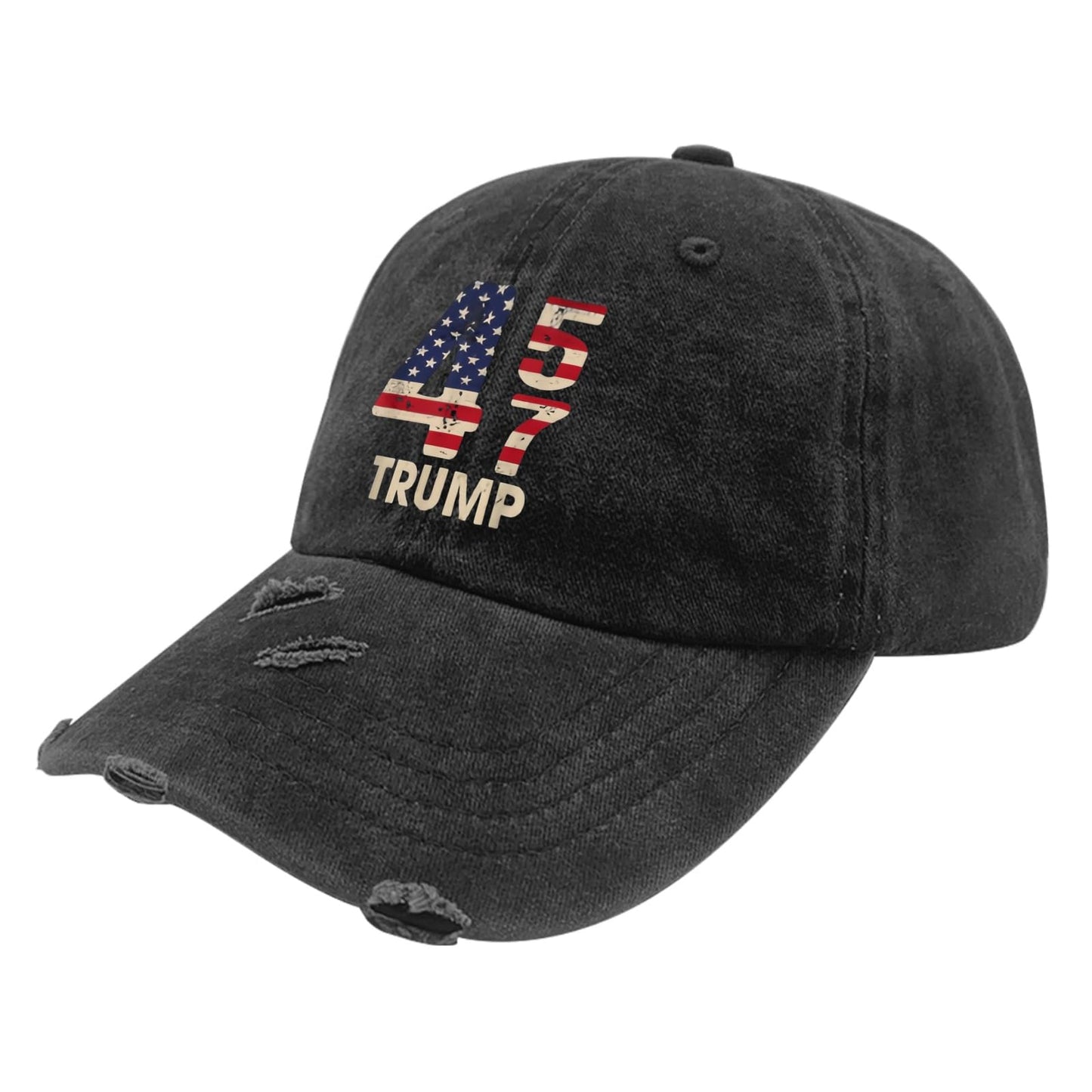 Vintage Trump 2024 Distressed Women's Baseball Cap - Allblack