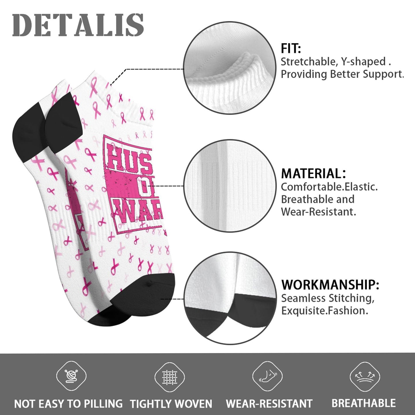 My God Is Stronger Than Breast Cancer Awareness Christian Ankle Socks For Women Invisible Women's Socks