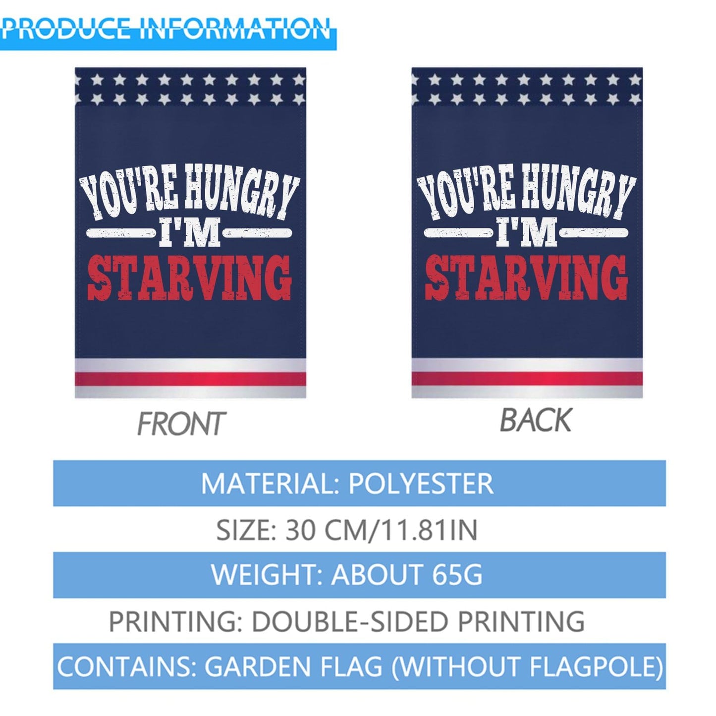 You're Hungry Gym I'm Starving Workout Fitness Men Women Outdoor Flag One Size Humorous Outdoor Flags Yard Outdoor Flag