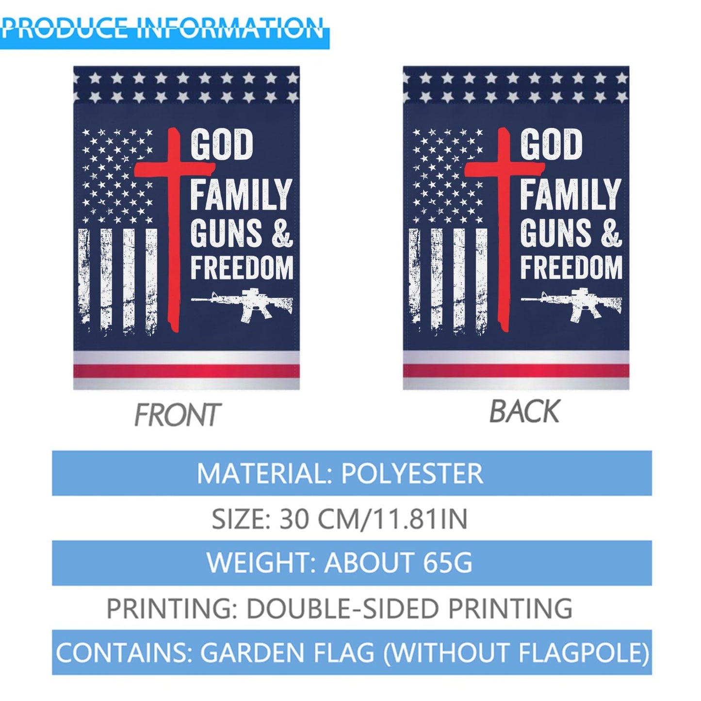 God Family Guns Freedom Garden Flags - Double Sided Yard Flags