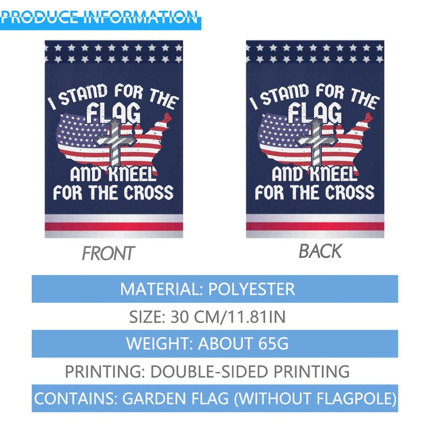 I Stand For The Flag And Kneel For The Cross Outdoor Flags One Size Double Sided Hilarious Yard Flags Double Sided House Funny Garden Flags
