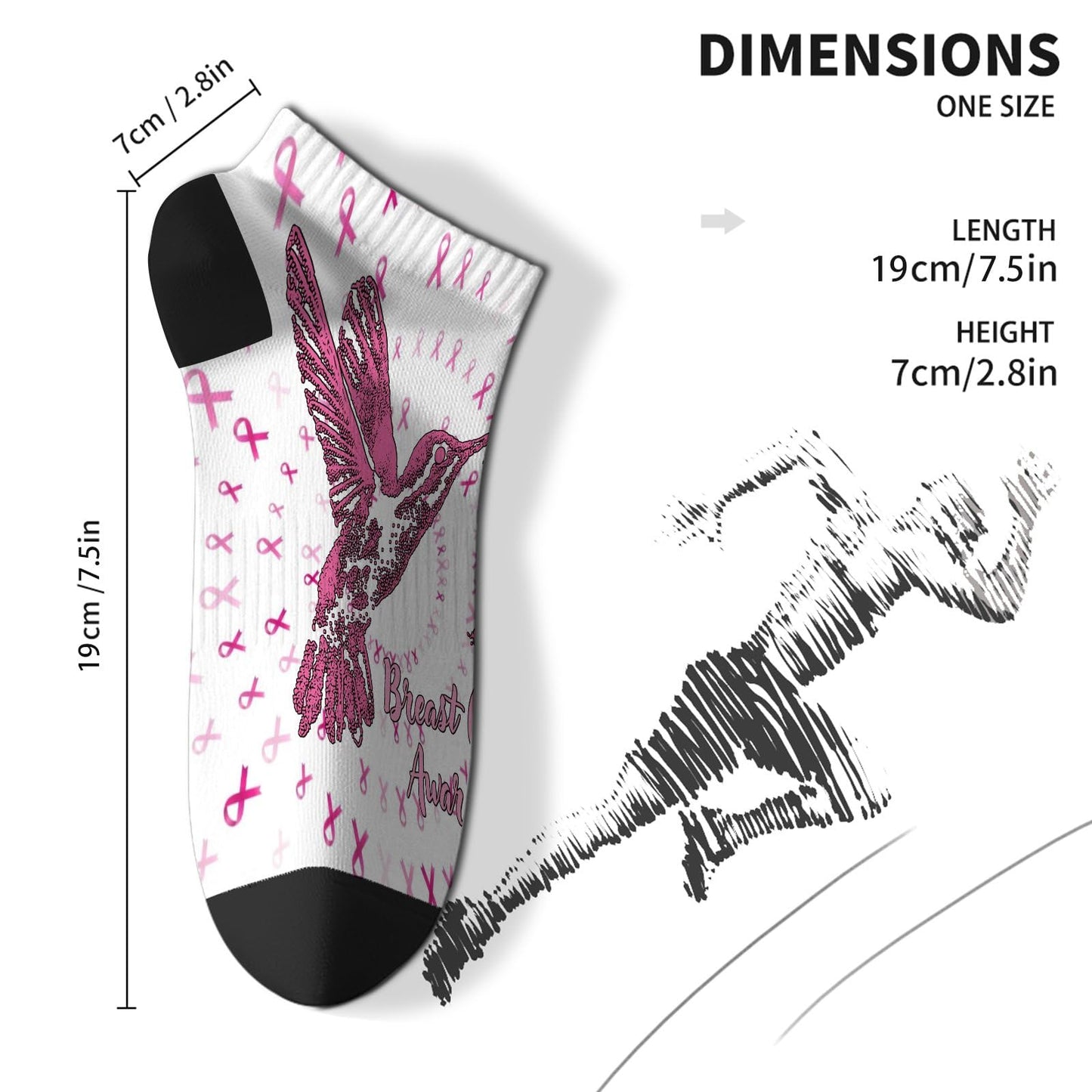 My God Is Stronger Than Breast Cancer Awareness Christian Ankle Socks For Women Invisible Women's Socks