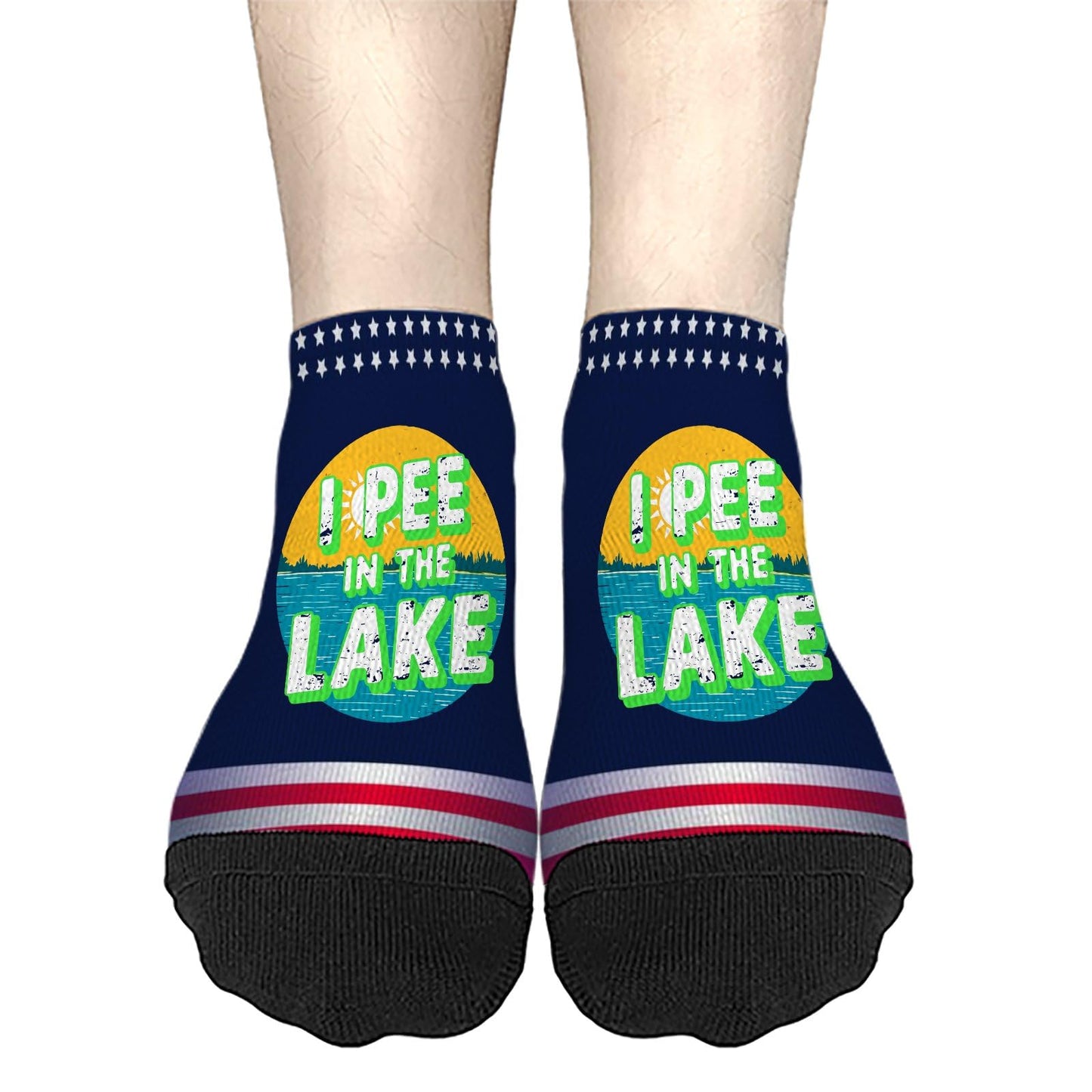 I Pee In The Lake Funny Vacation Partys Mens Crew Socks Crew Sock Women