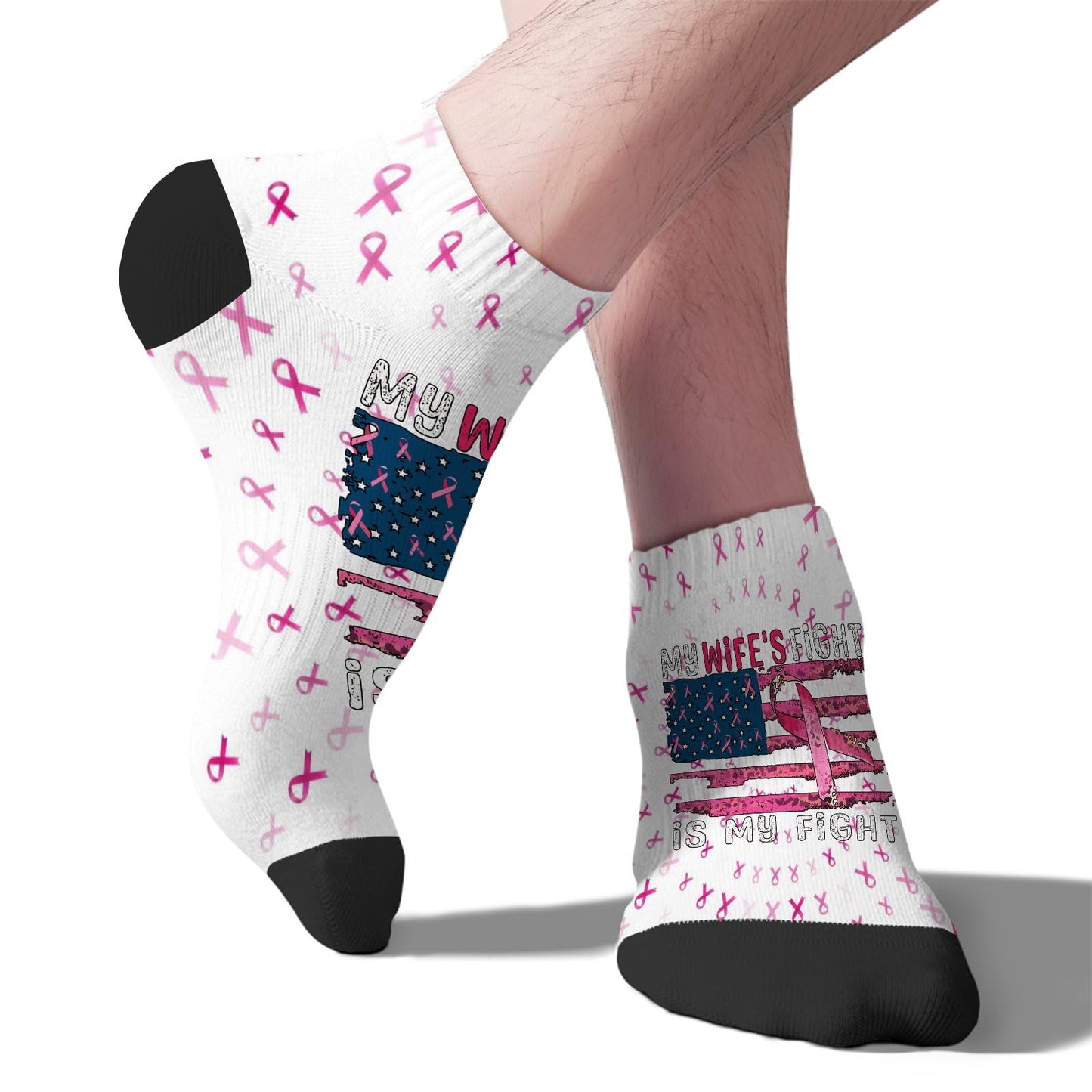 My God Is Stronger Than Breast Cancer Awareness Christian Ankle Socks For Women Invisible Women's Socks