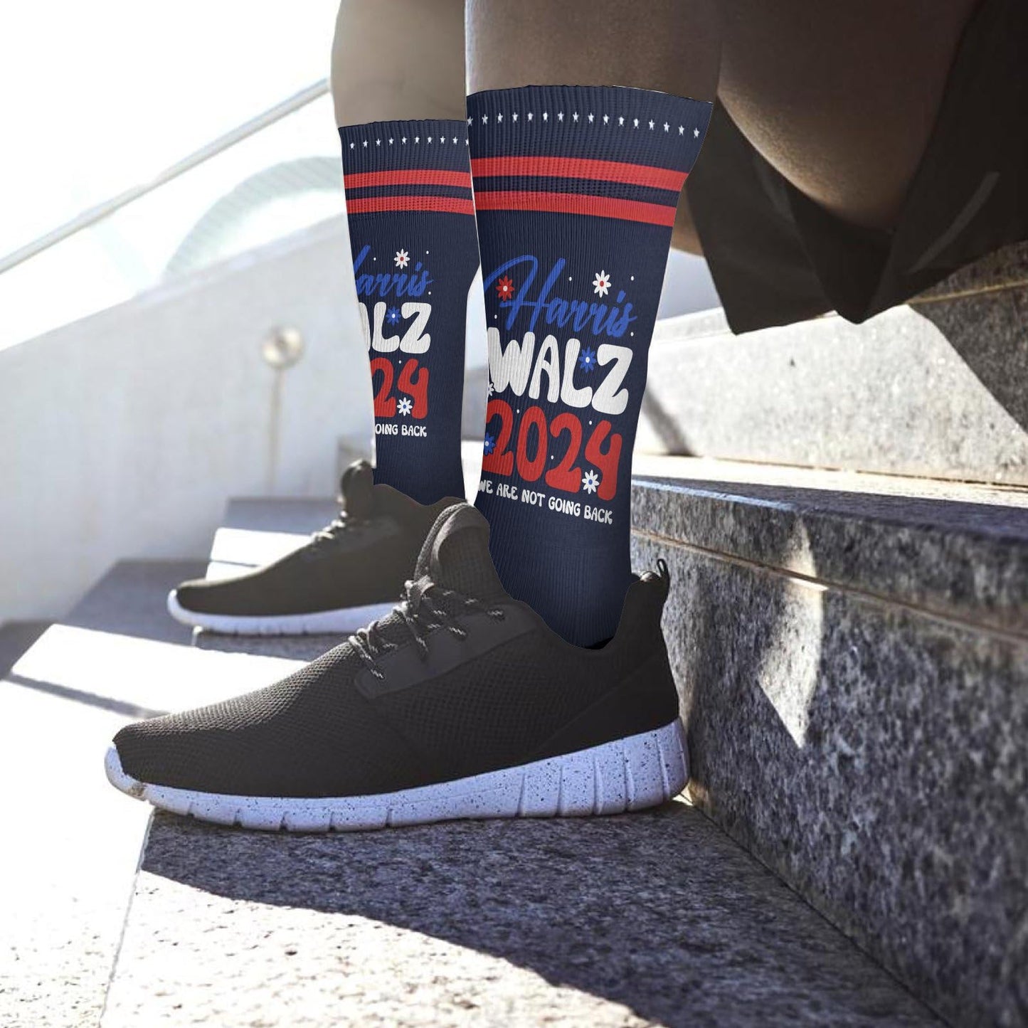 Patriotic Novelty Half Calf Socks - Colorful Crazy Design