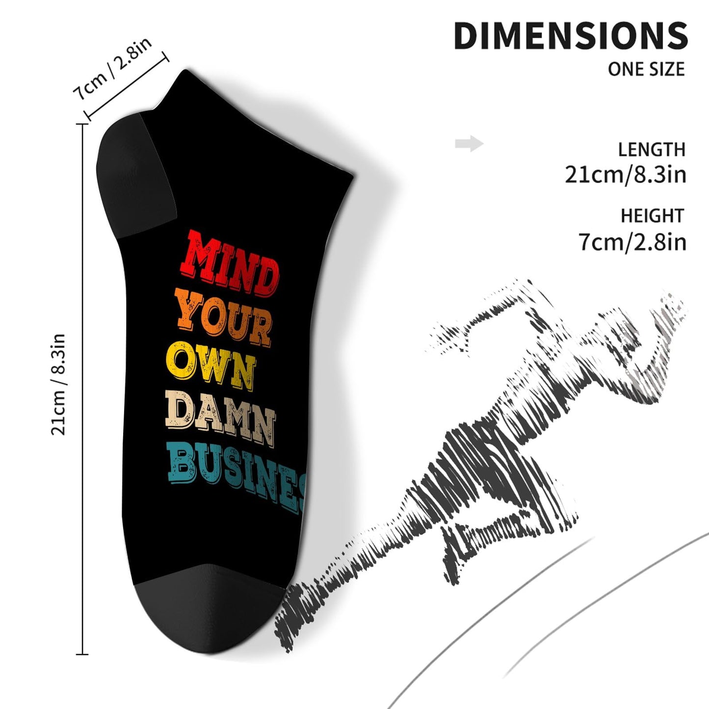 Womens Vintage Mind Your Own Damn Business Men Dress Socks Casual Sock Men's