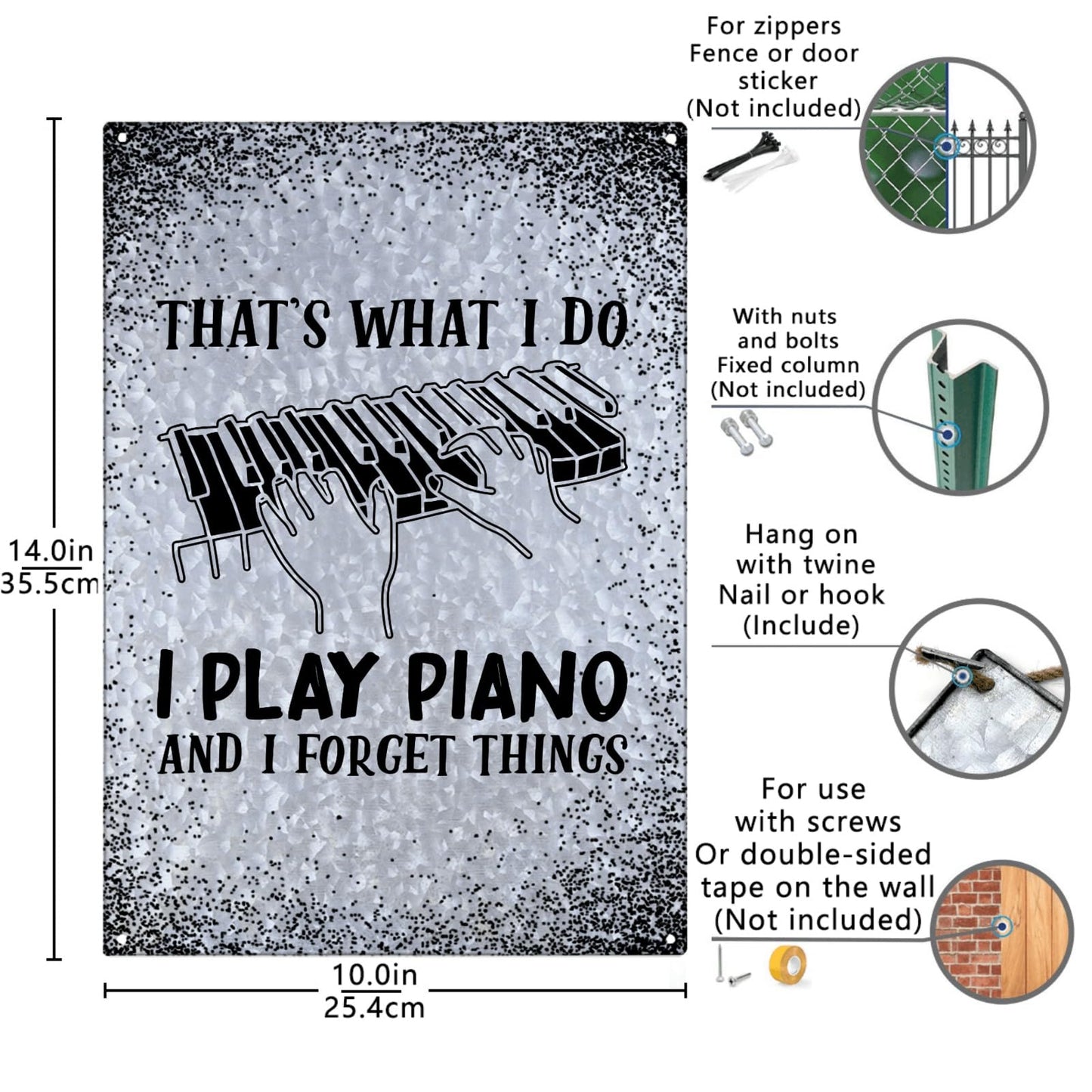 That's What I Do I Play Piano And I Forget Things Galvanized Bar Signs Bar Decor For Farm One Size