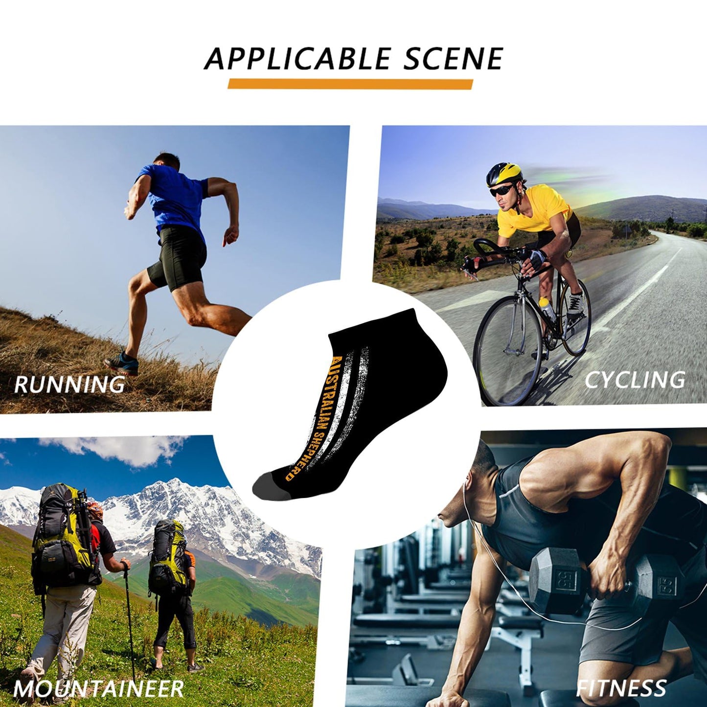 Vintage USA Australian Shepherd Dog Silhouette American Flag Mens Dress Socks Cotton Socks For Women Low Cut Socks Men