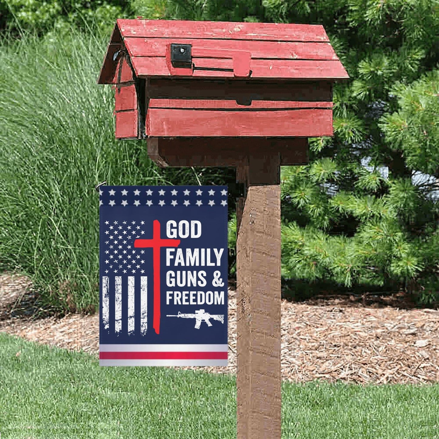 God Family Guns Freedom Garden Flags - Double Sided Yard Flags