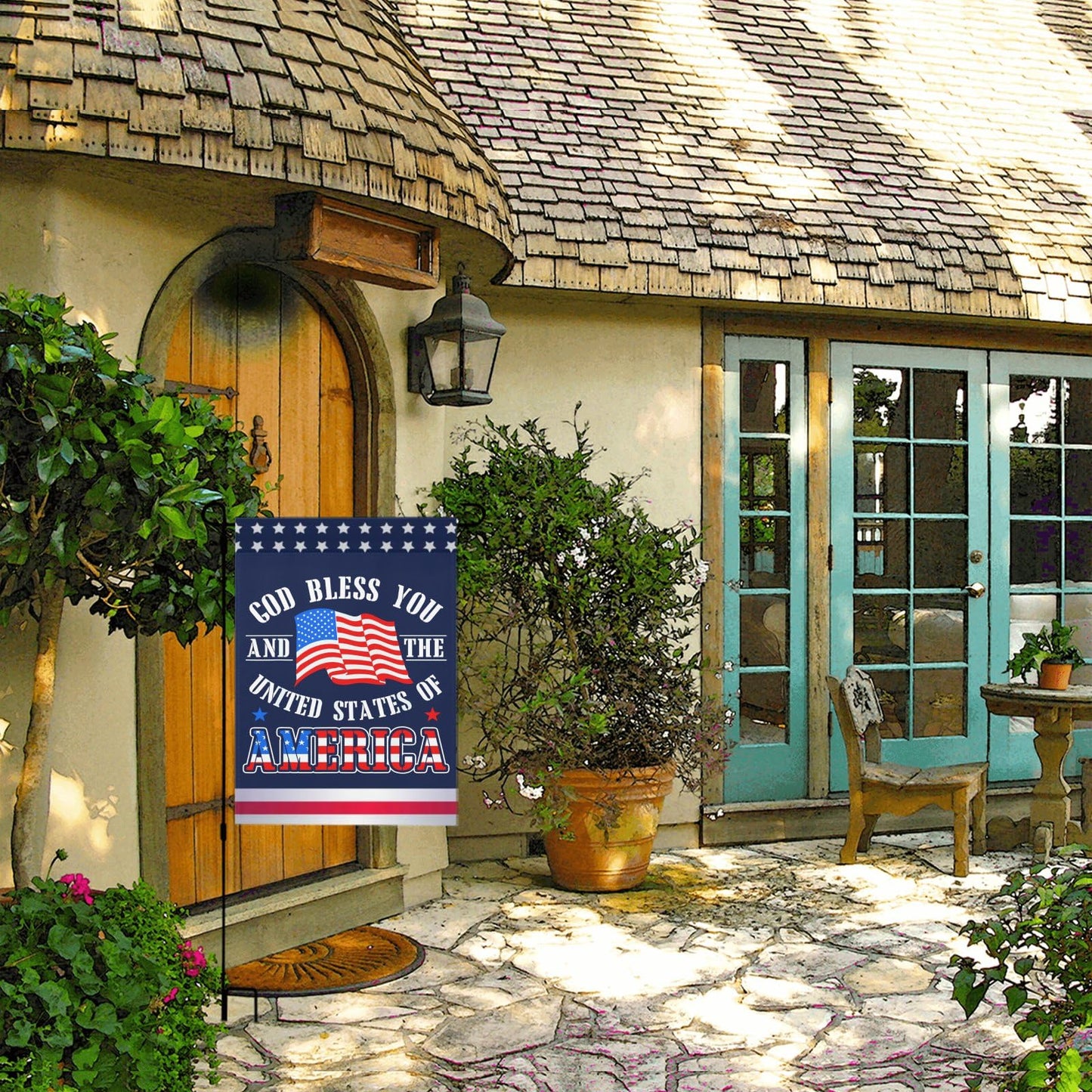 God Bless You And The United States Of America Garden Flag One Size Double Sided Art Funny Garden Flags Double Sided Yard Funny Garden Flag