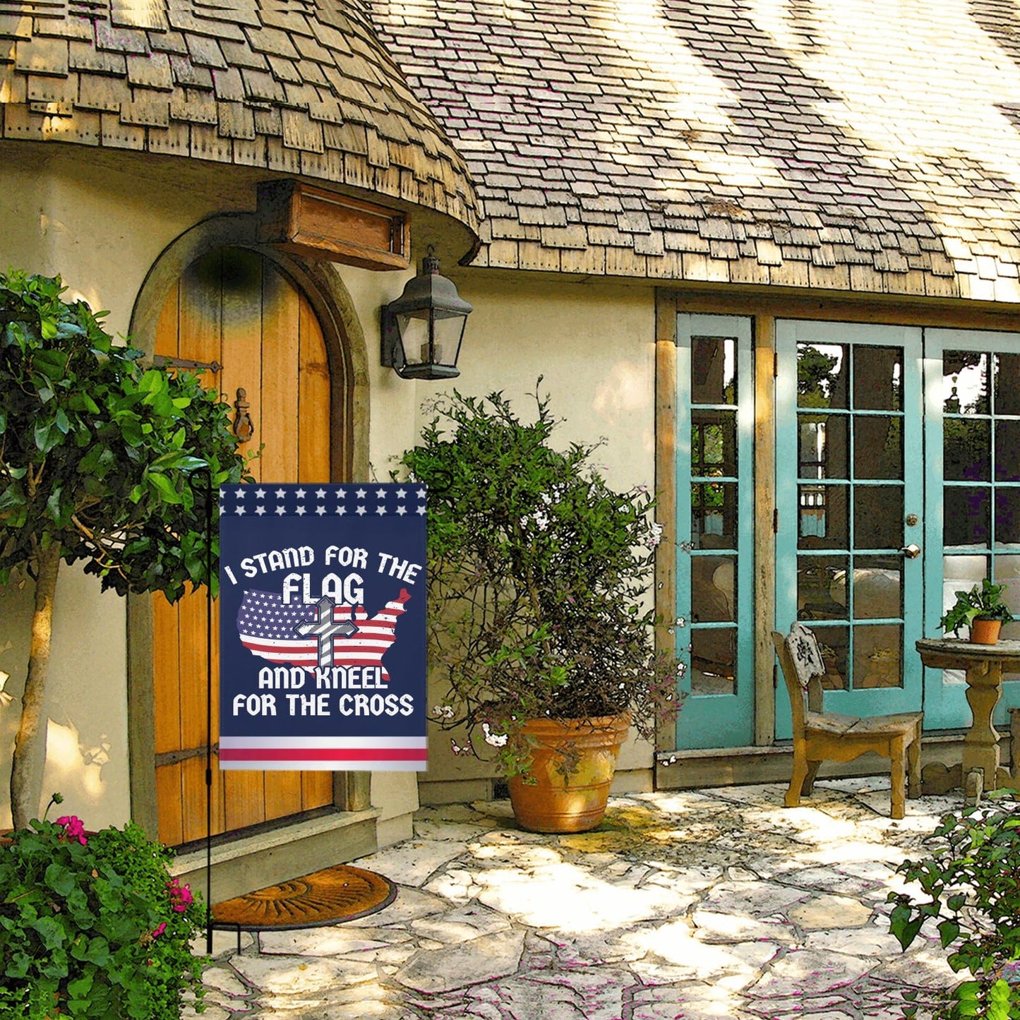 I Stand For The Flag And Kneel For The Cross Outdoor Flags One Size Double Sided Hilarious Yard Flags Double Sided House Funny Garden Flags