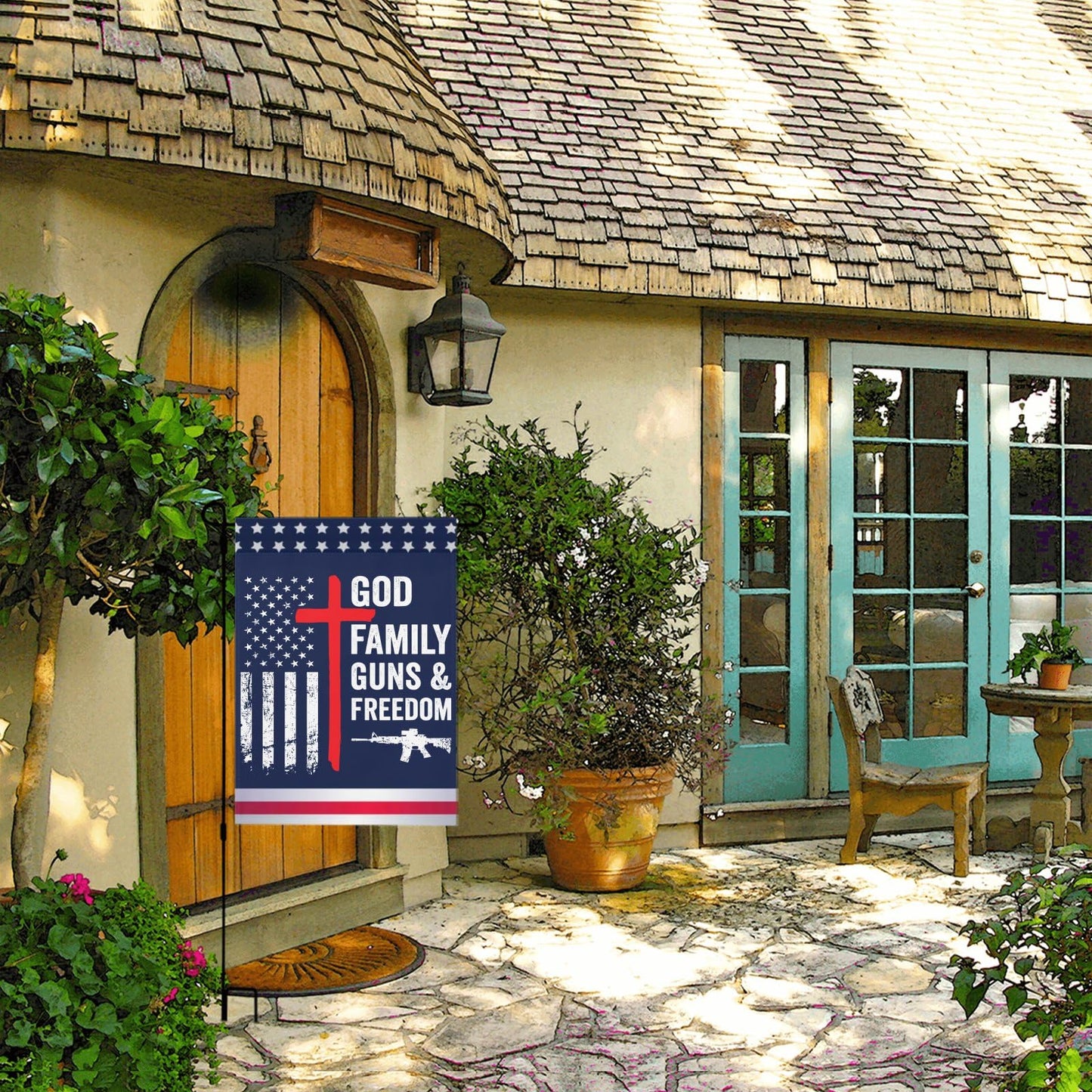 God Family Guns Freedom Garden Flags - Double Sided Yard Flags