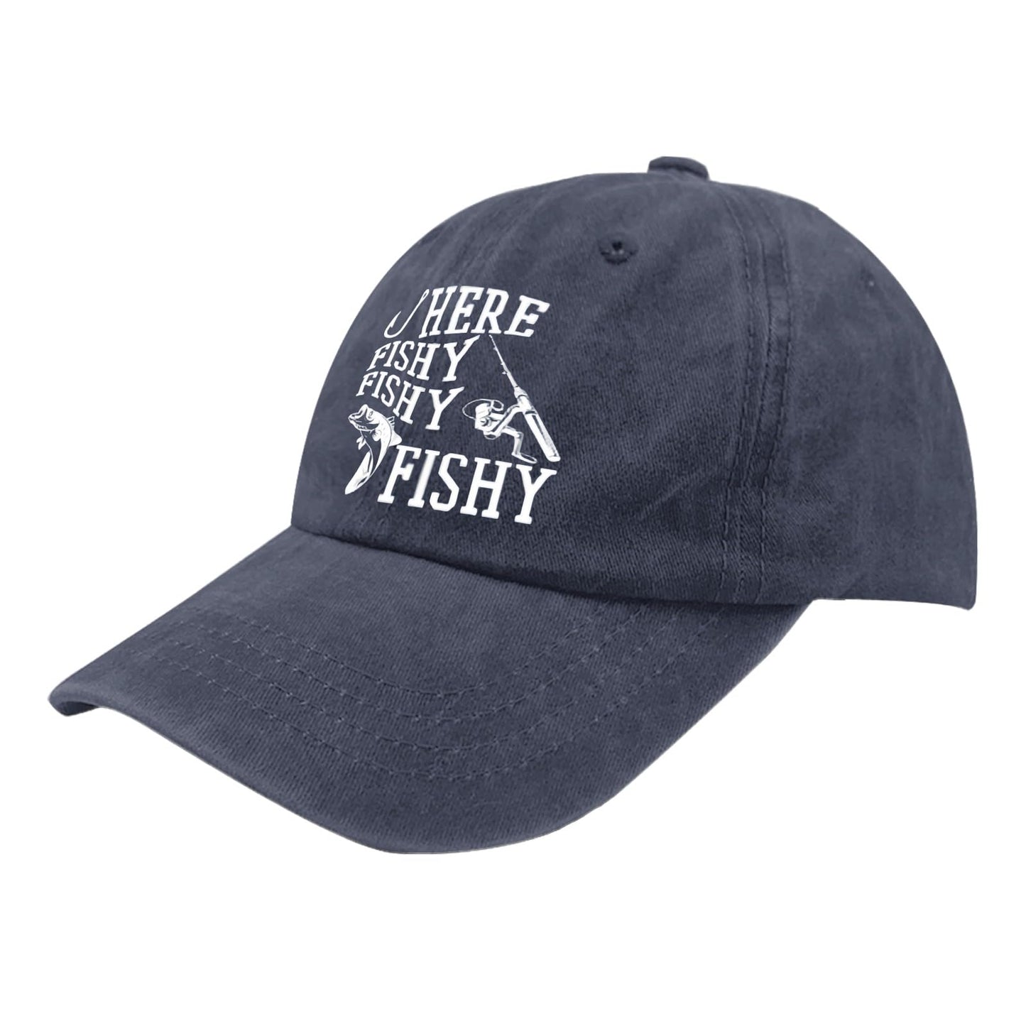 Fishing Here Fishy Fishy Fishy Hats Mesh Hat Navy Blue Womens Hats Gifts for Him Running Hat